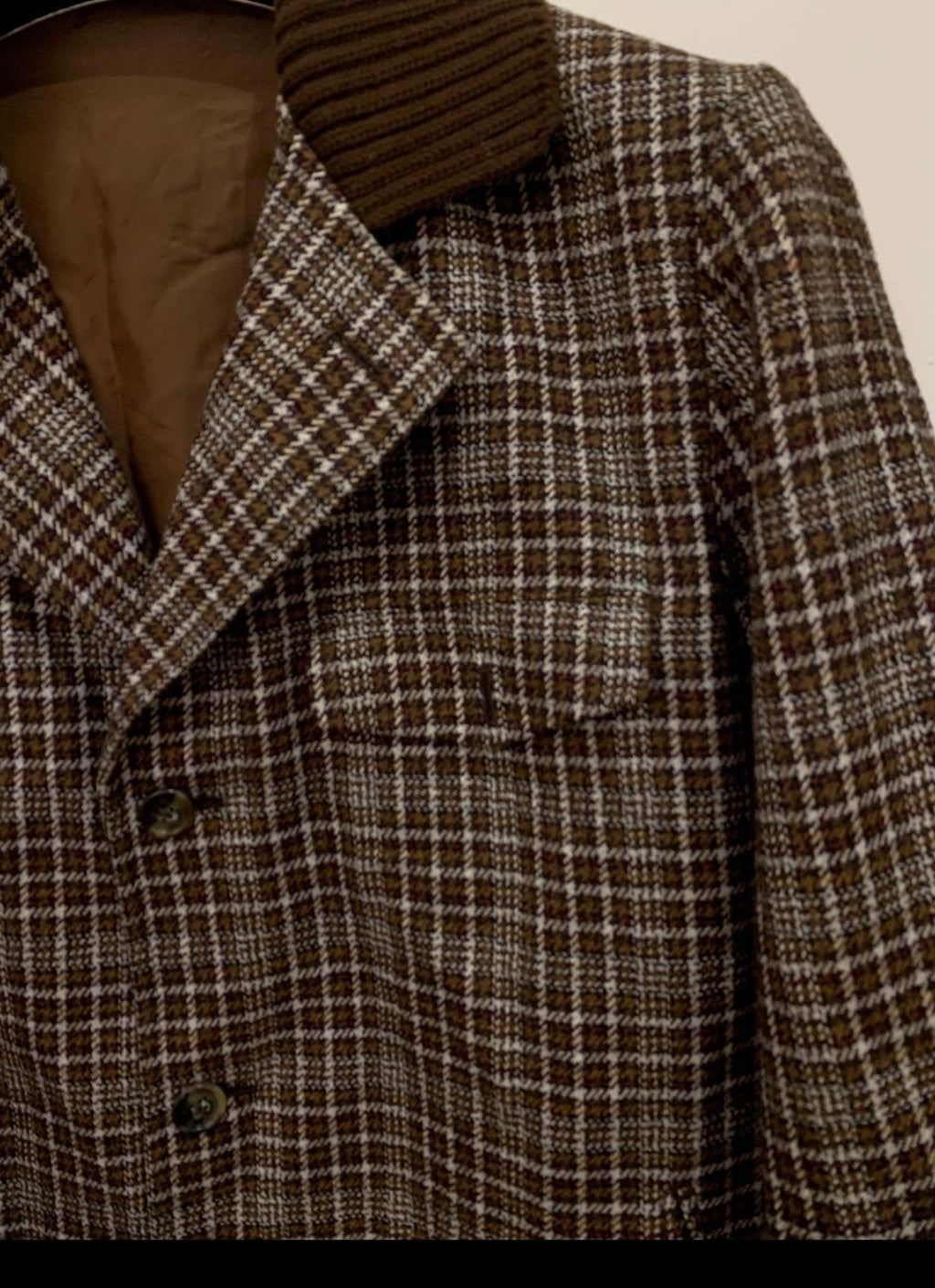 1970s Vintage plaid pure wool classic brown sport coat blazer 38R 38S
