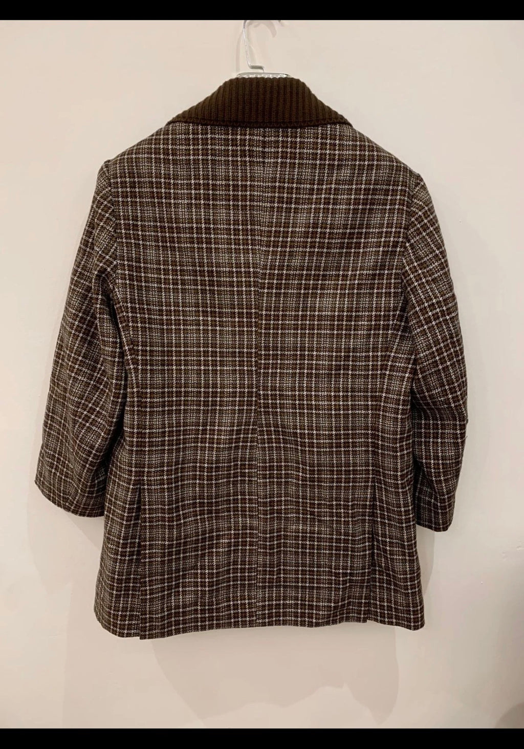1970s Vintage plaid pure wool classic brown sport coat blazer 38R 38S