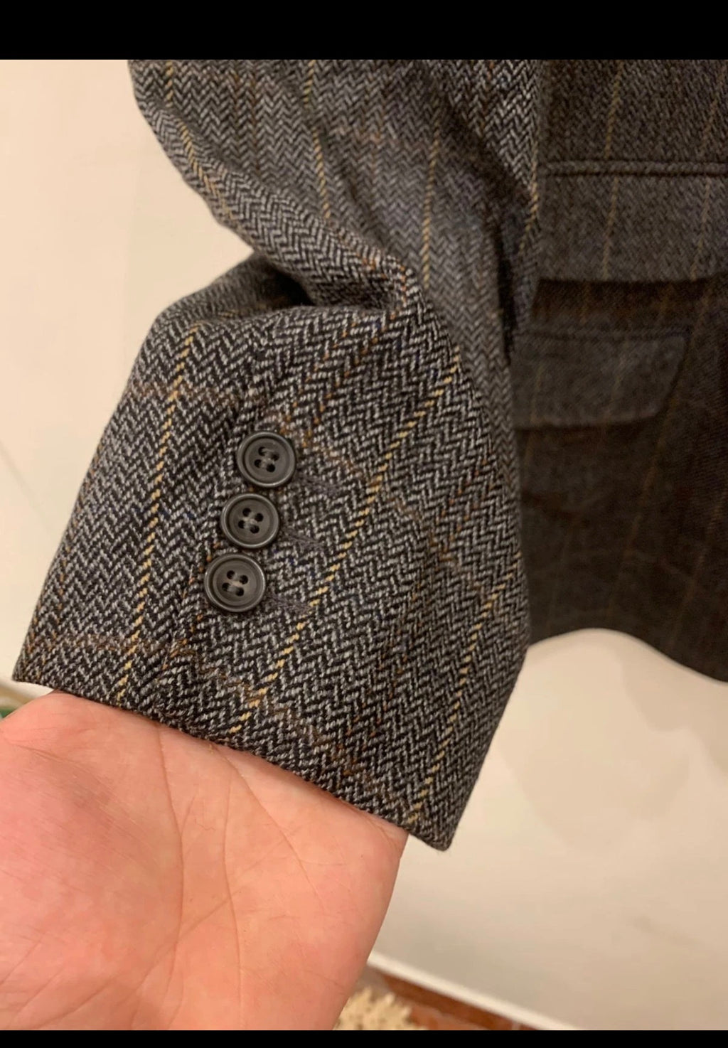 Vintage Daks DD London pure wool Windowpane hunting jacket blazer 48R 48L