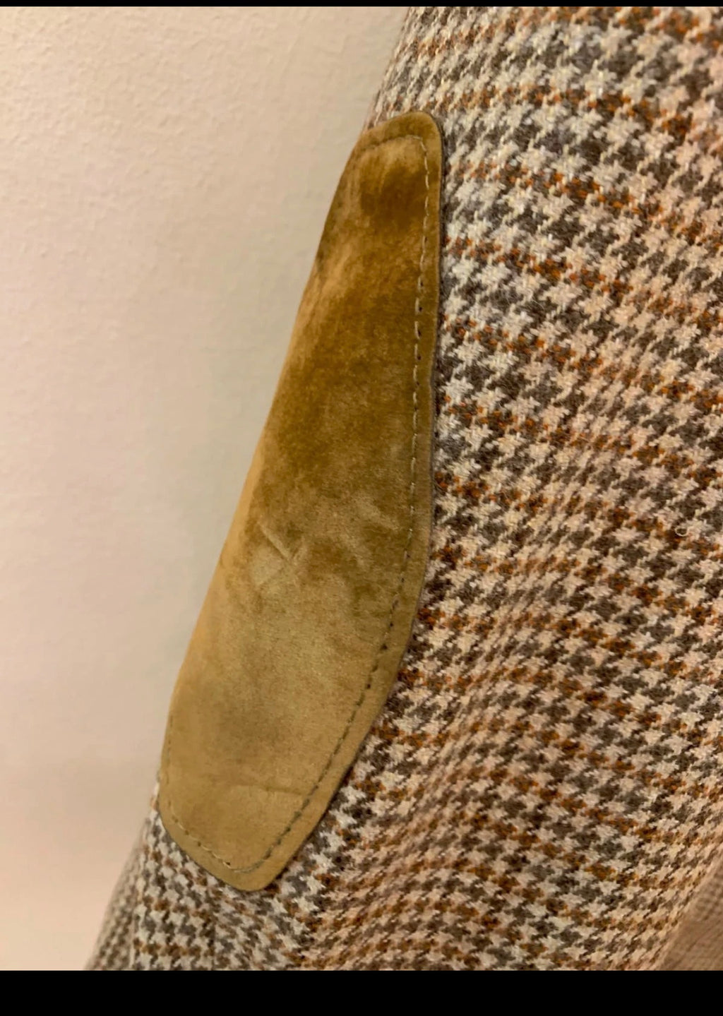 1970s Vintage houndstooth pure wool tweed brown hunting jacket blazer 42L