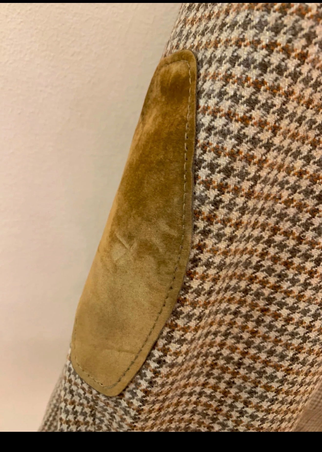 1970s Vintage houndstooth pure wool tweed brown hunting jacket blazer 42L