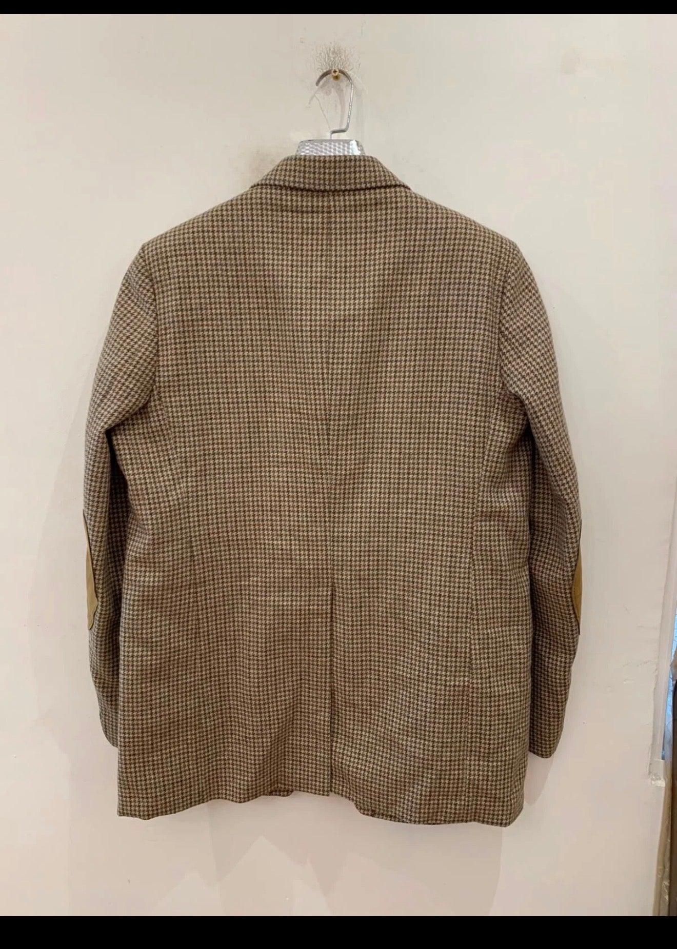 1970s Vintage houndstooth pure wool tweed brown hunting jacket blazer 42L
