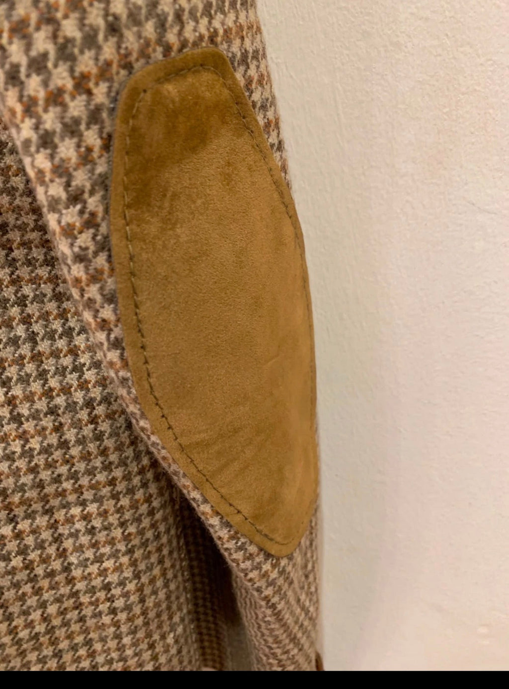 1970s Vintage houndstooth pure wool tweed brown hunting jacket blazer 42L