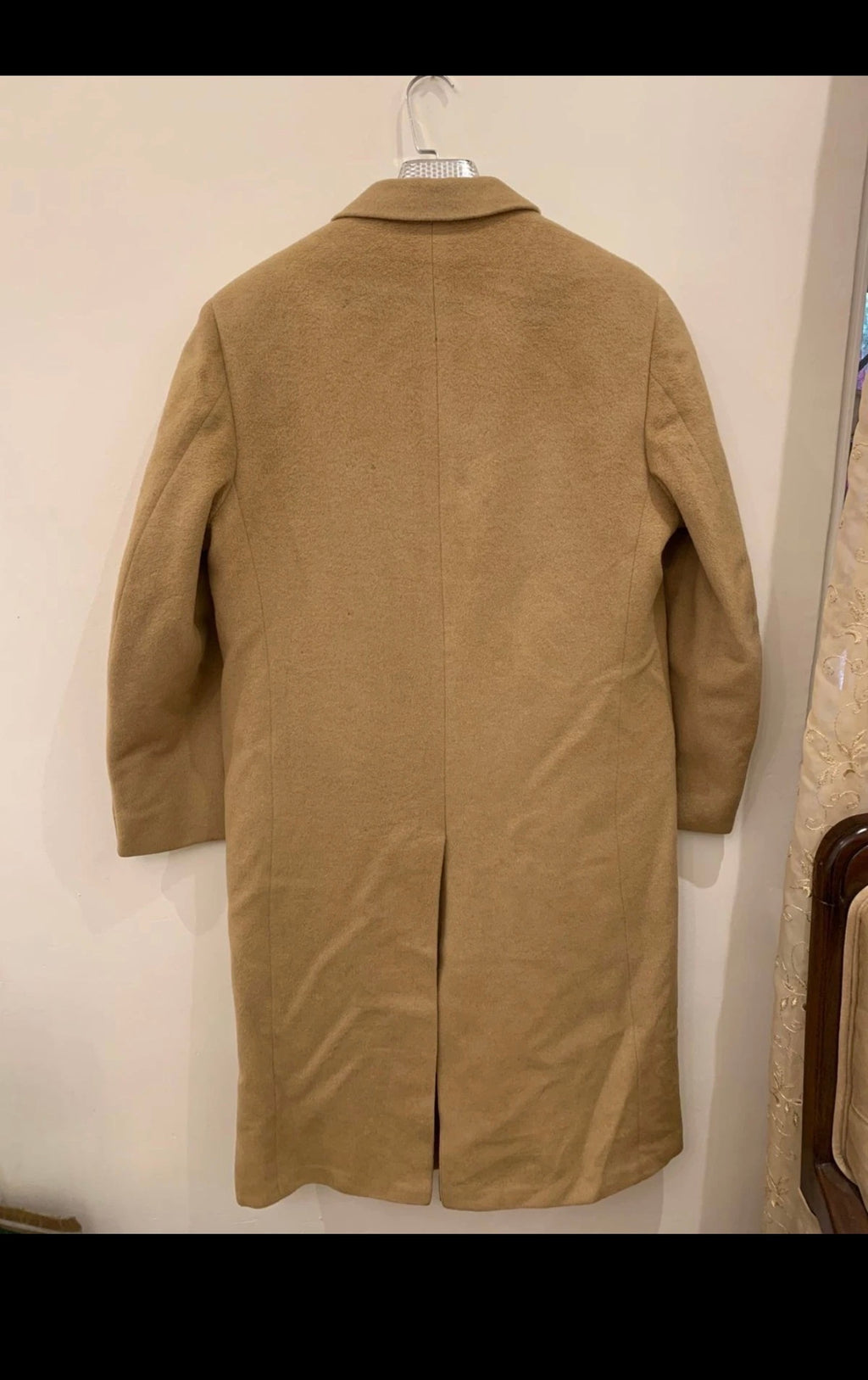 Vintage Wool Cashmere classic camel beige USA union made over coat 42R 42L