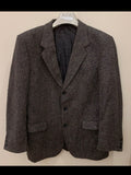 Vintage pure wool handwoven tweed Crombie charcoal hunting jacket blazer 42R