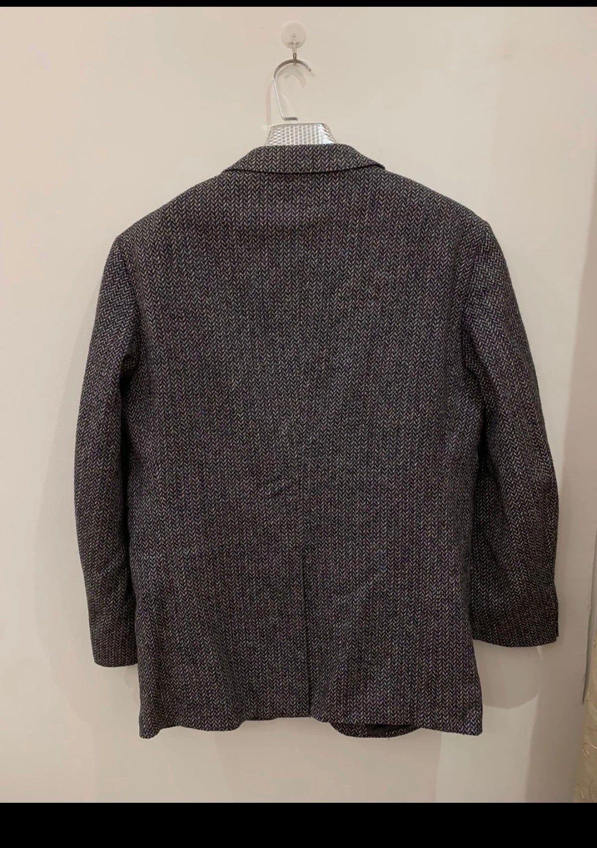 Vintage pure wool handwoven tweed Crombie charcoal hunting jacket blazer 42R