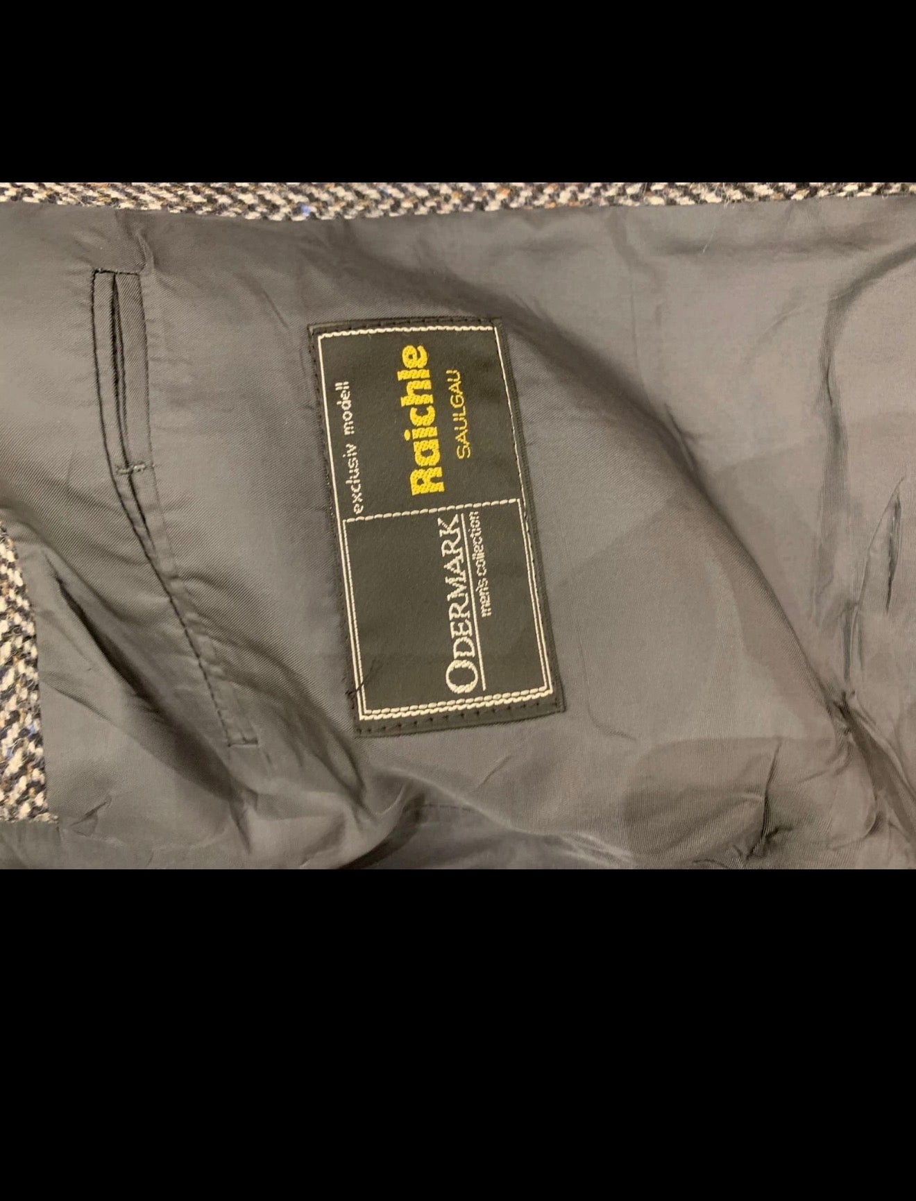 Vintage pure wool handwoven tweed Crombie charcoal hunting jacket blazer 42R