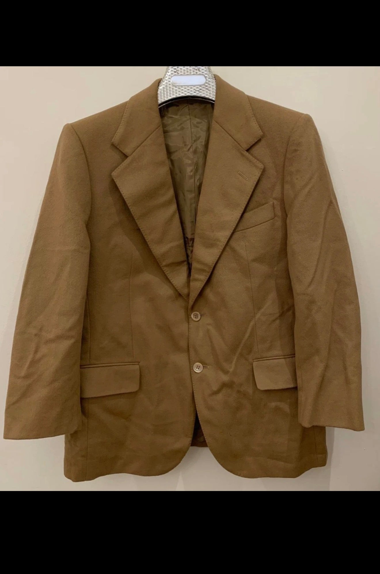 Vintage Pierre Balmain Paris Mohair Wool camel beige jacket blazer 40R 40S