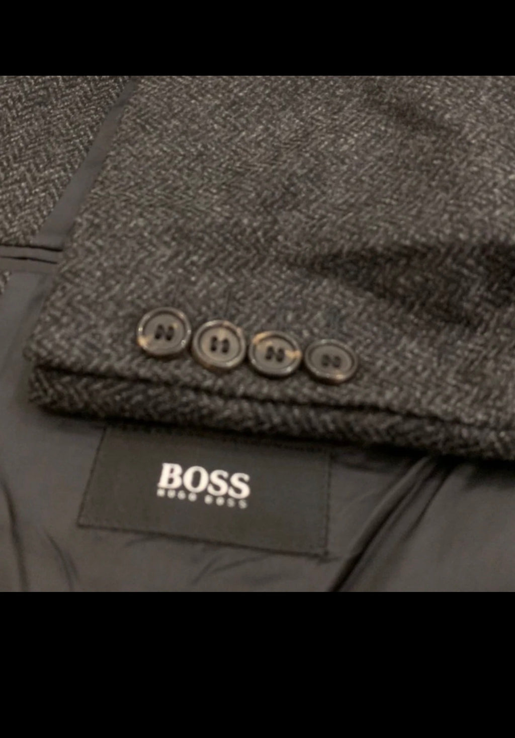 Vintage Hugo Boss Loro Piana Wool Cashmere charcoal sport coat blazer 46R 46L XL