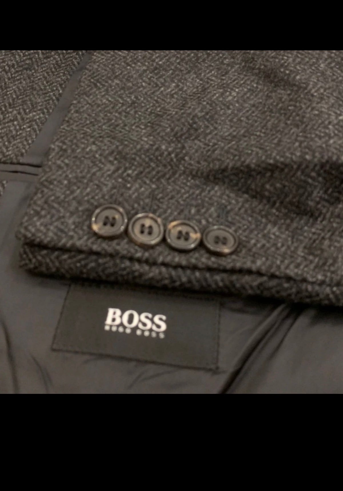 Vintage Hugo Boss Loro Piana Wool Cashmere charcoal sport coat blazer 46R 46L XL