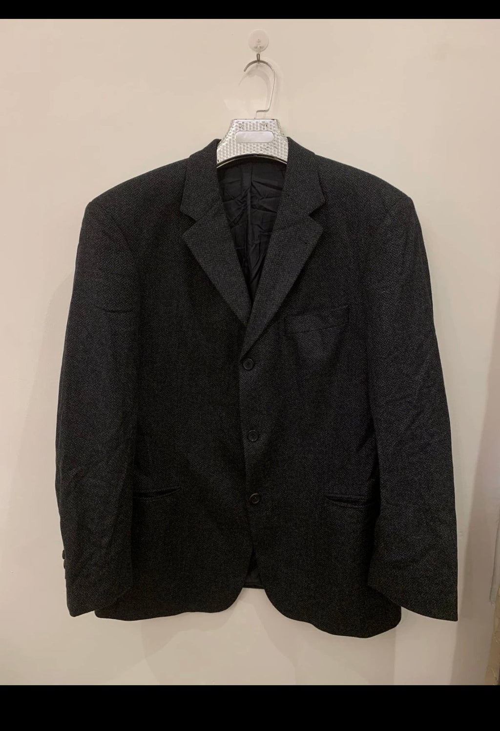 Vintage Hugo Boss Loro Piana Wool Cashmere charcoal sport coat blazer 46R 46L XL