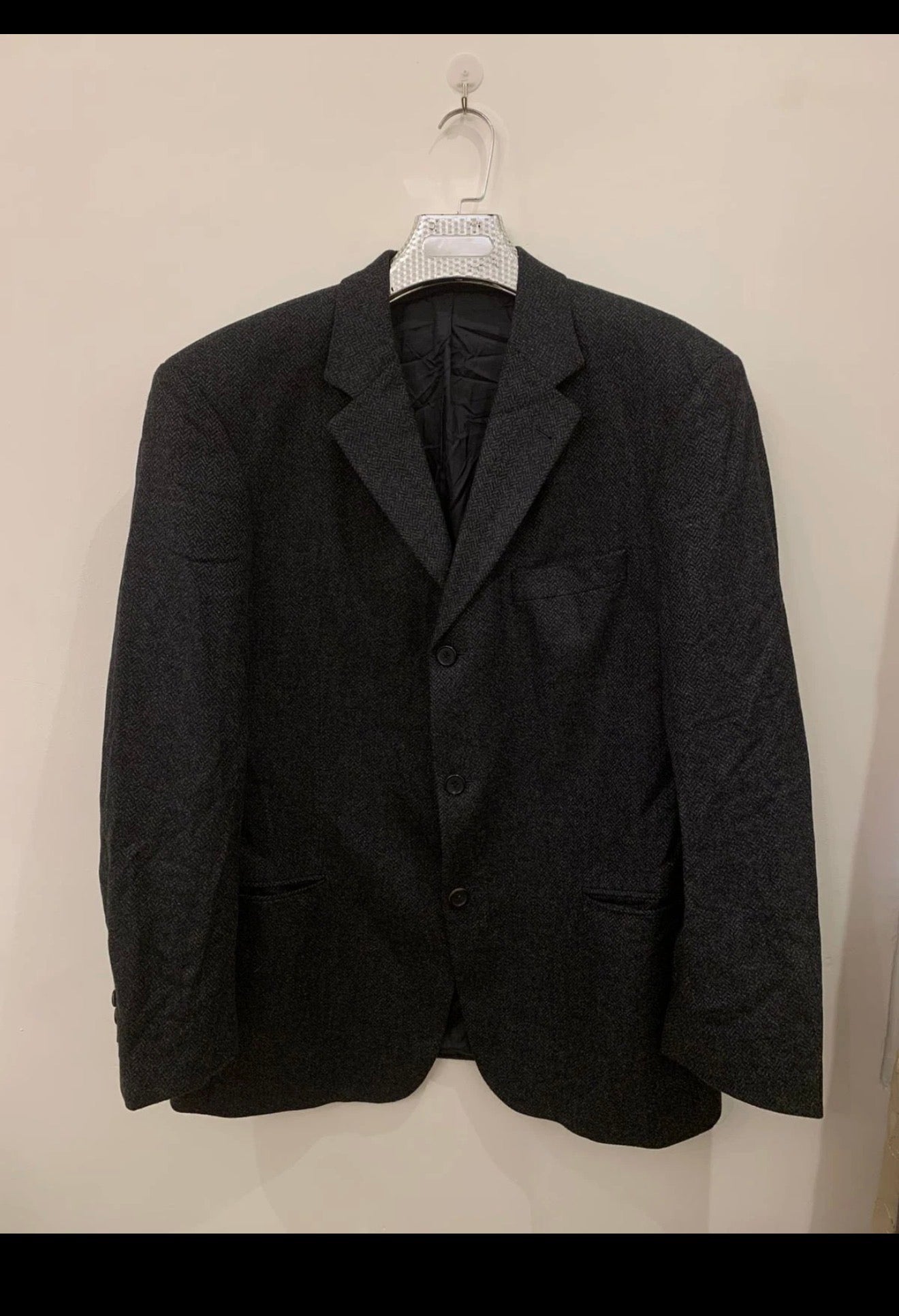 Vintage Hugo Boss Loro Piana Wool Cashmere charcoal sport coat blazer 46R 46L XL