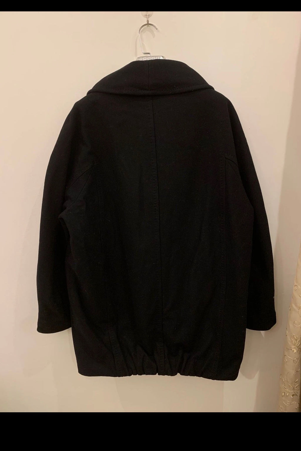 Classic unique style pure wool black raglan over coat jacket 46R XL