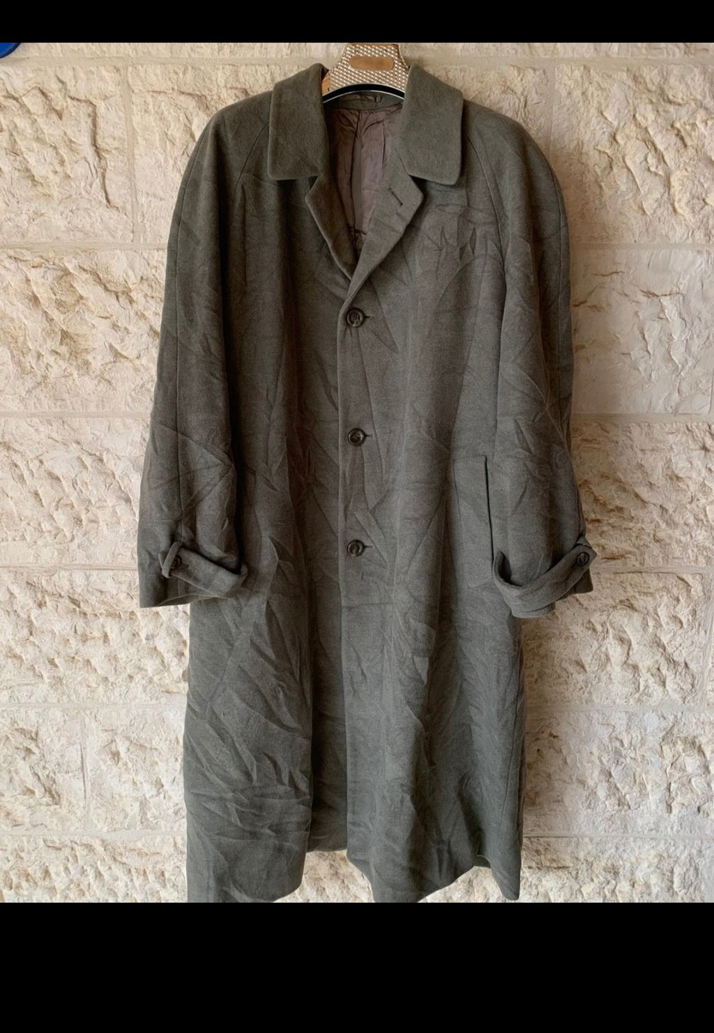 Vintage Van Gils pure wool classic green raglan long over coat 50R 50L 2XL