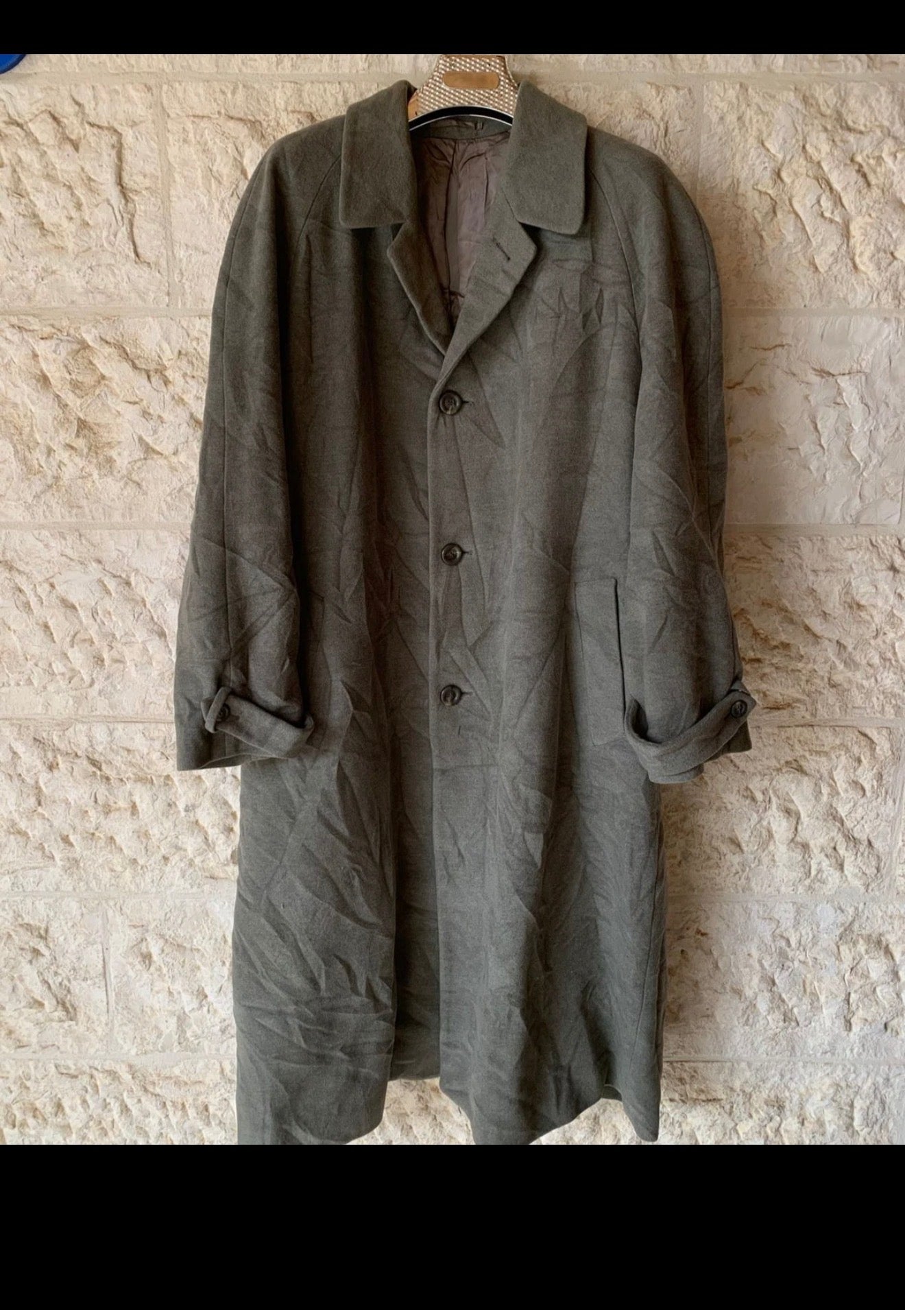 Vintage Van Gils pure wool classic green raglan long over coat 50R 50L 2XL