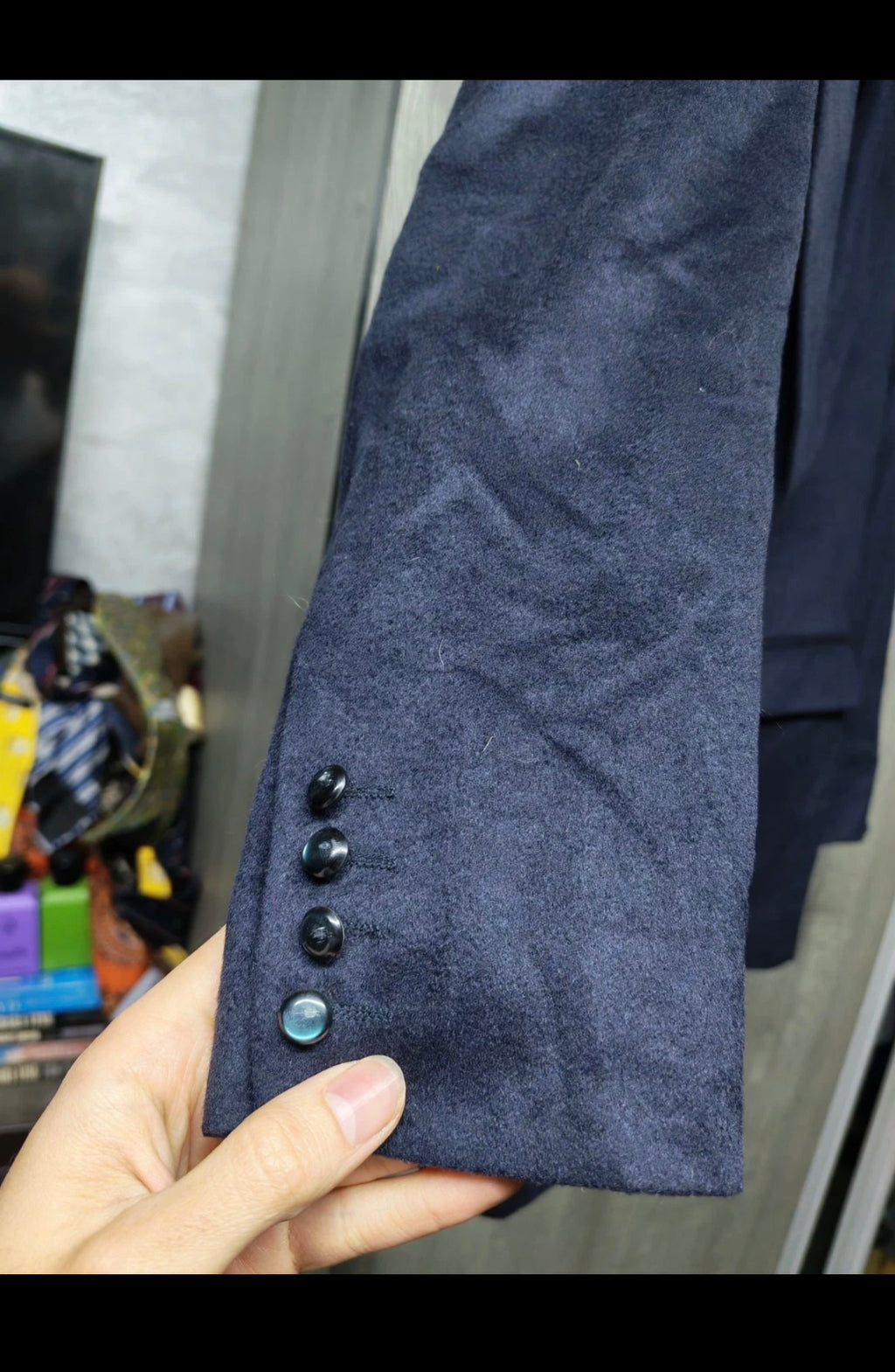 Vintage Austin Reed 100% pure cashmere women's navy jacket blazer 36 S 7