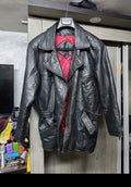 Vintage Real Genuine Leather classic belted black jacket sweater 40R 40S