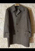 1970s Vintage pure wool handwoven tweed herringbone classic over coat 46R XL