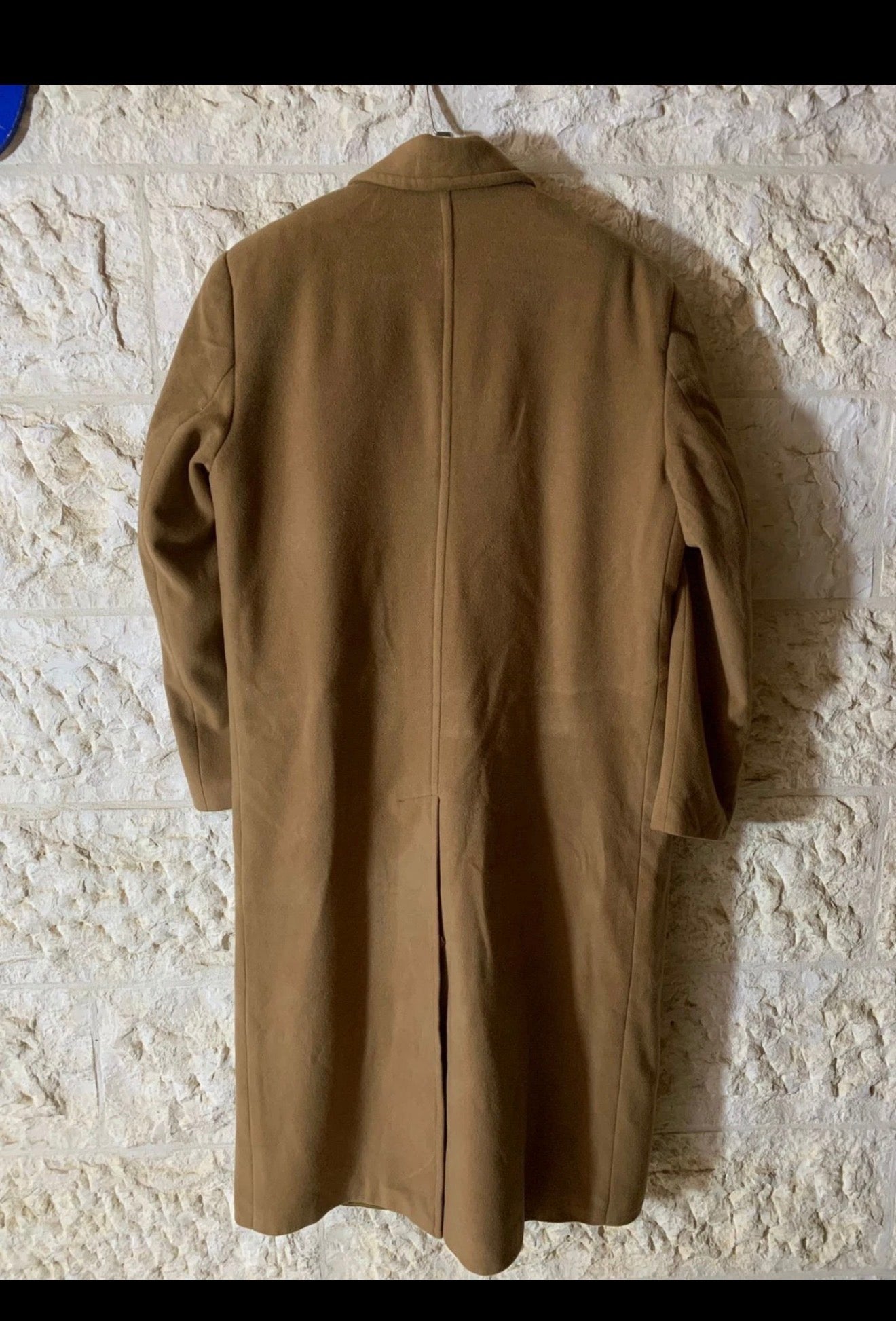 Vintage classic Wool blend double breasted camel beige over coat 46L 46R XL