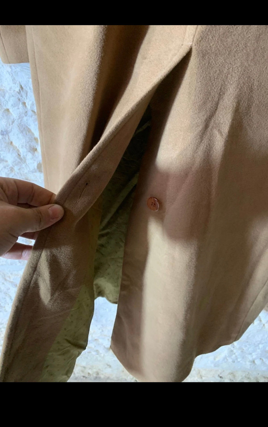 Vintage classic Wool blend double breasted camel beige over coat 46L 46R XL