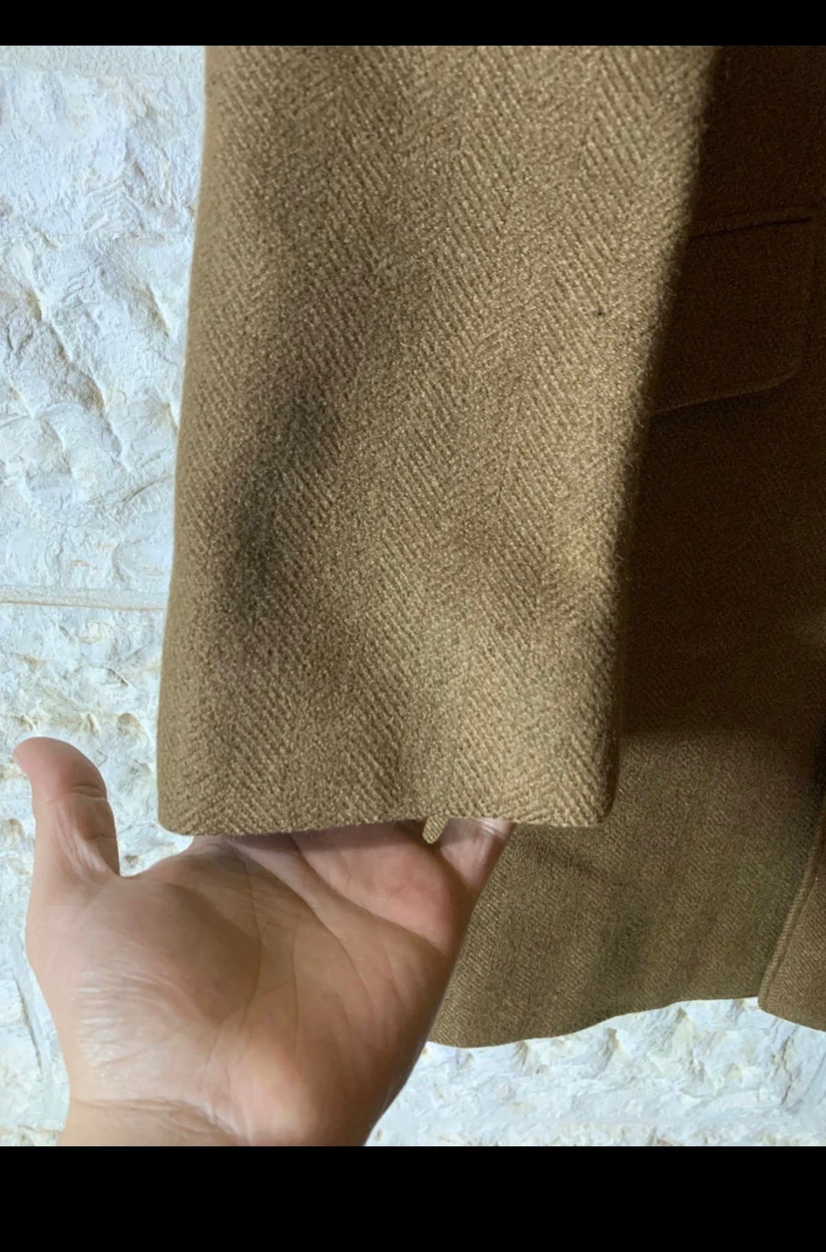1970s vintage pure wool classic brown herringbone over coat 40R 42R