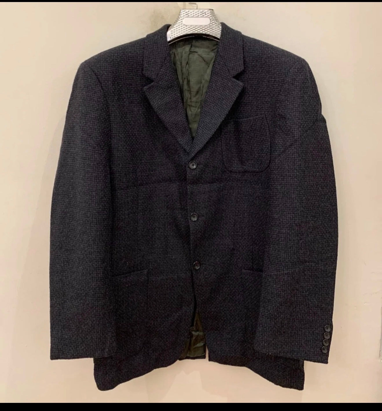 Classic Men Givenchy pure wool Tweed charcoal hunting jacket blazer 42R