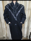 Vintage David Benjamin pure wool Leather trim classic long over coat 13 L 44