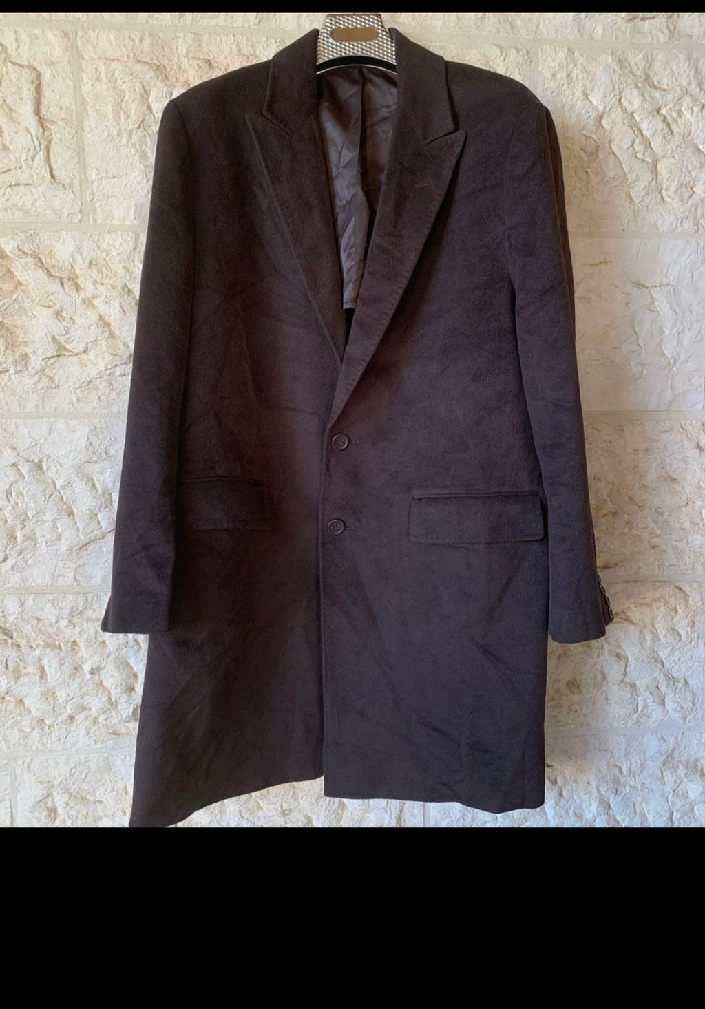 Classic style Nazareno Gabrielli wool blend peak lapel brown overcoat 46L 46R XL