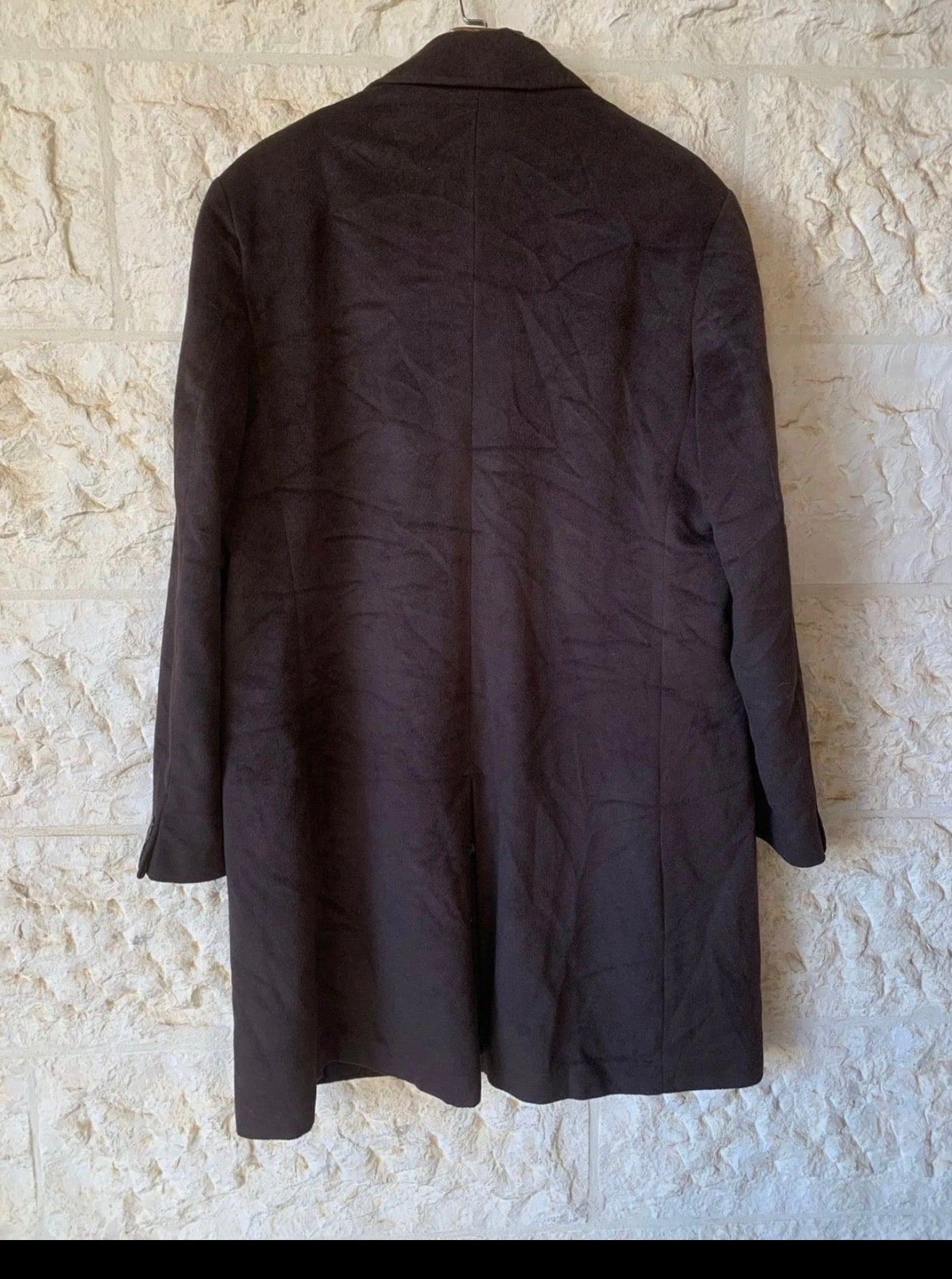 Classic style Nazareno Gabrielli wool blend peak lapel brown overcoat 46L 46R XL