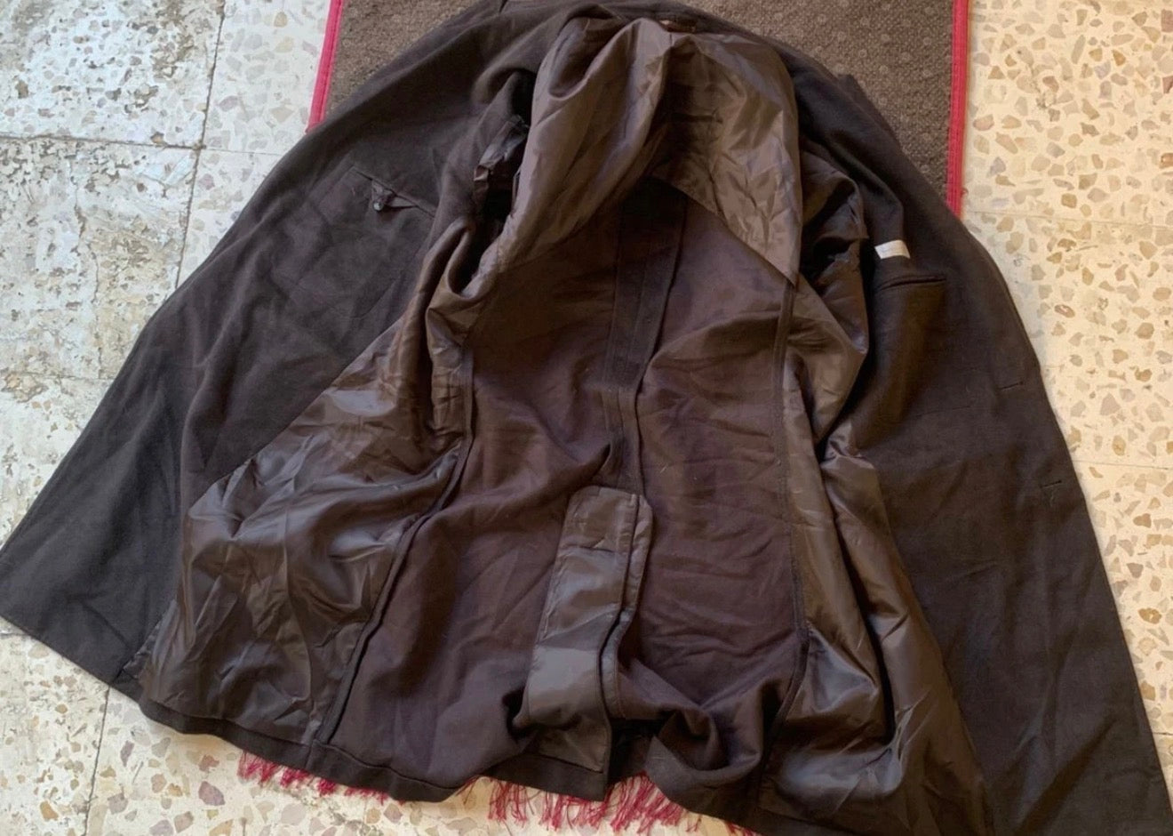 Classic style Nazareno Gabrielli wool blend peak lapel brown overcoat 46L 46R XL