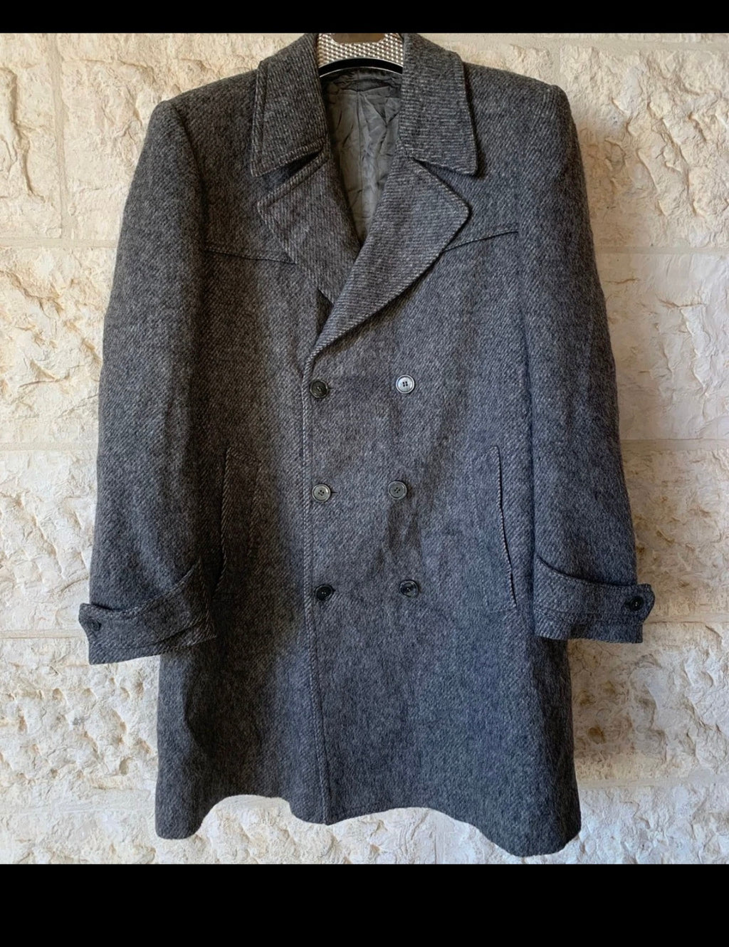 Vintage Salco pure wool classic charcoal double breasted pea over coat 42R