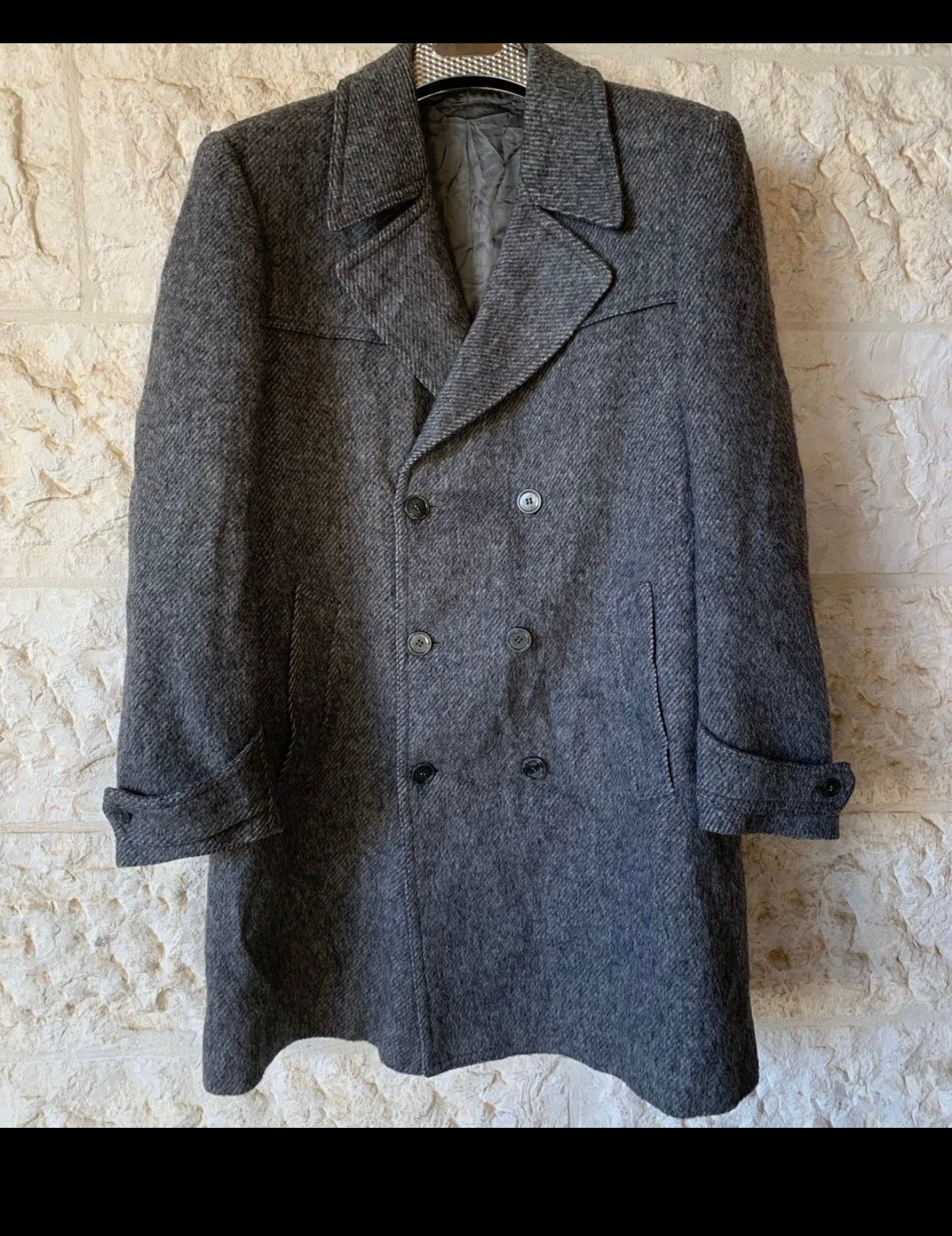 Vintage Salco pure wool classic charcoal double breasted pea over coat 42R