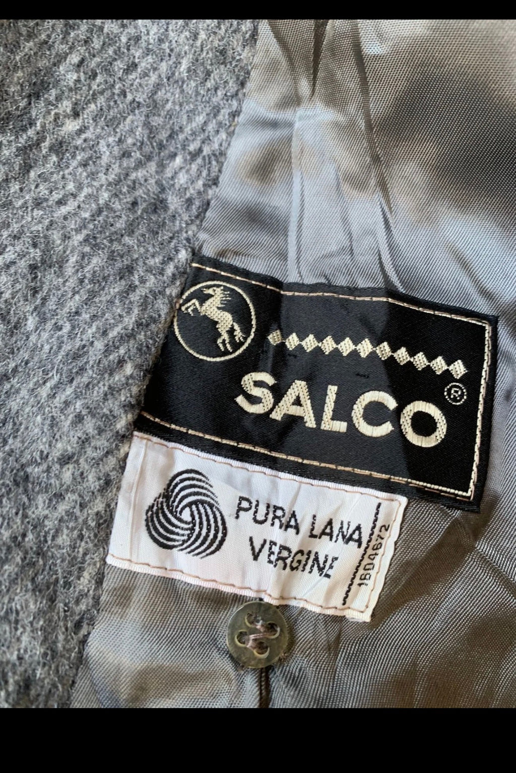 Vintage Salco pure wool classic charcoal double breasted pea over coat 42R