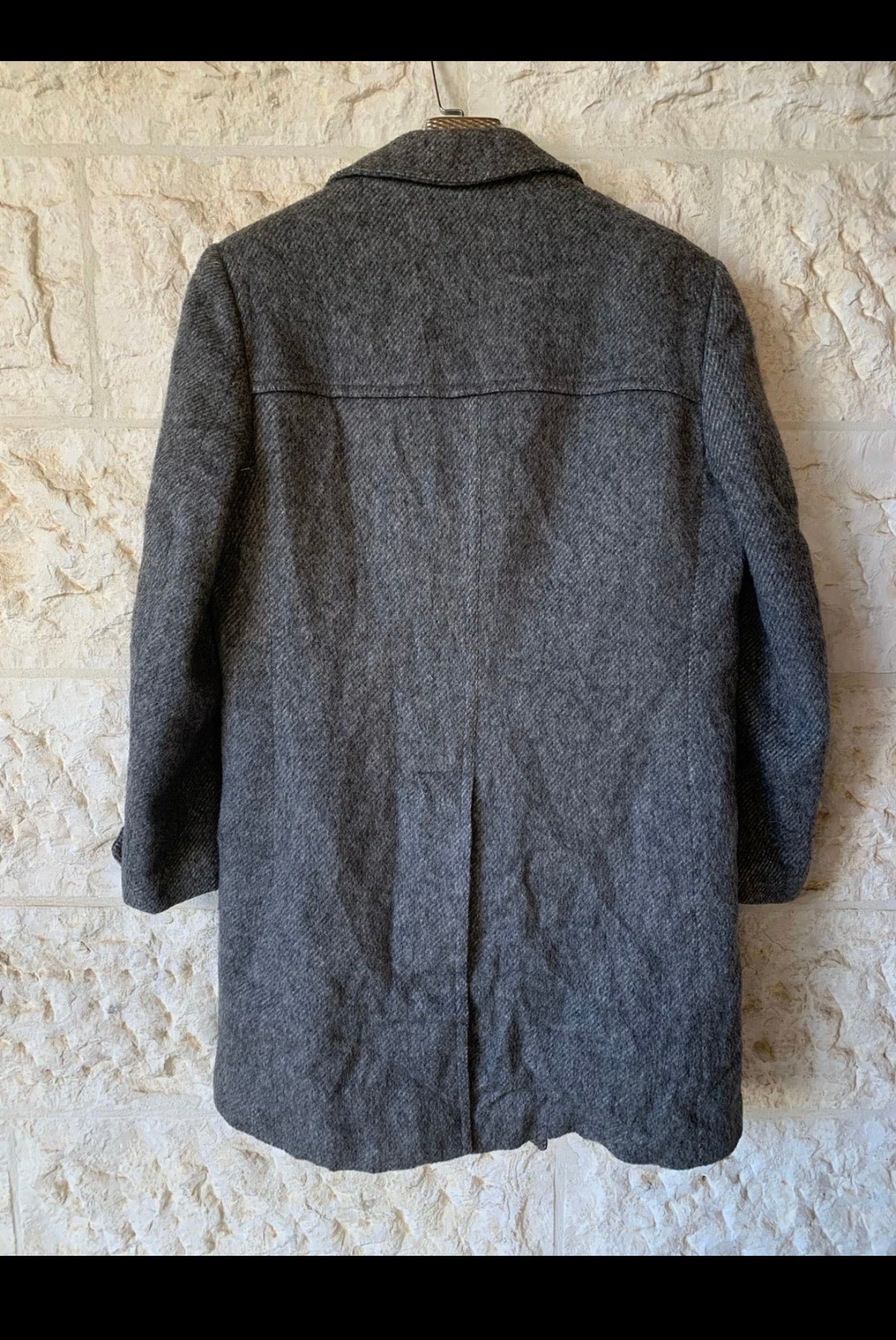 Vintage Salco pure wool classic charcoal double breasted pea over coat 42R