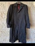 Vintage pure wool handwoven tweed herringbone charcoal classic over coat 36R