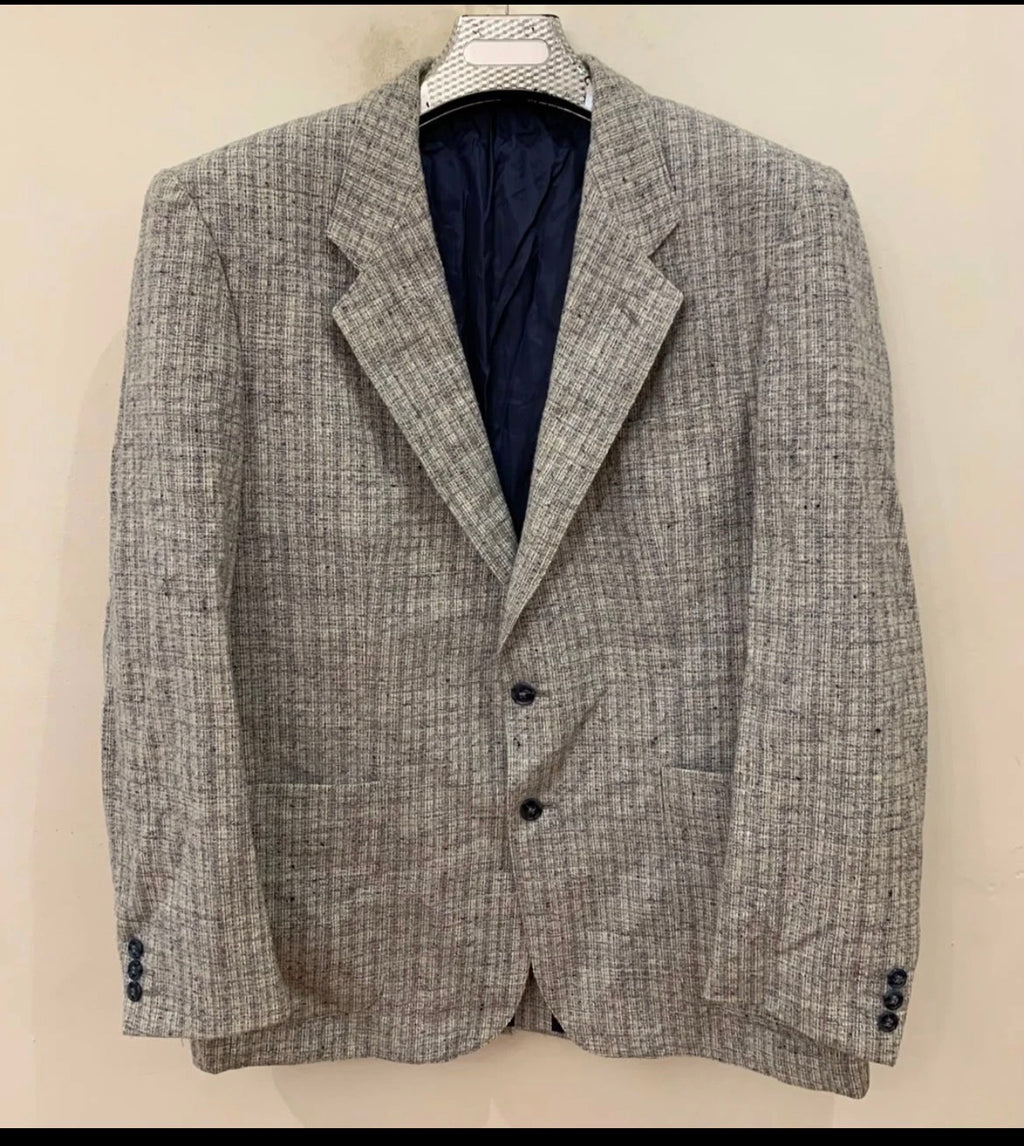 Vintage pure wool tweed camouflage gray classic hunting jacket blazer 42R