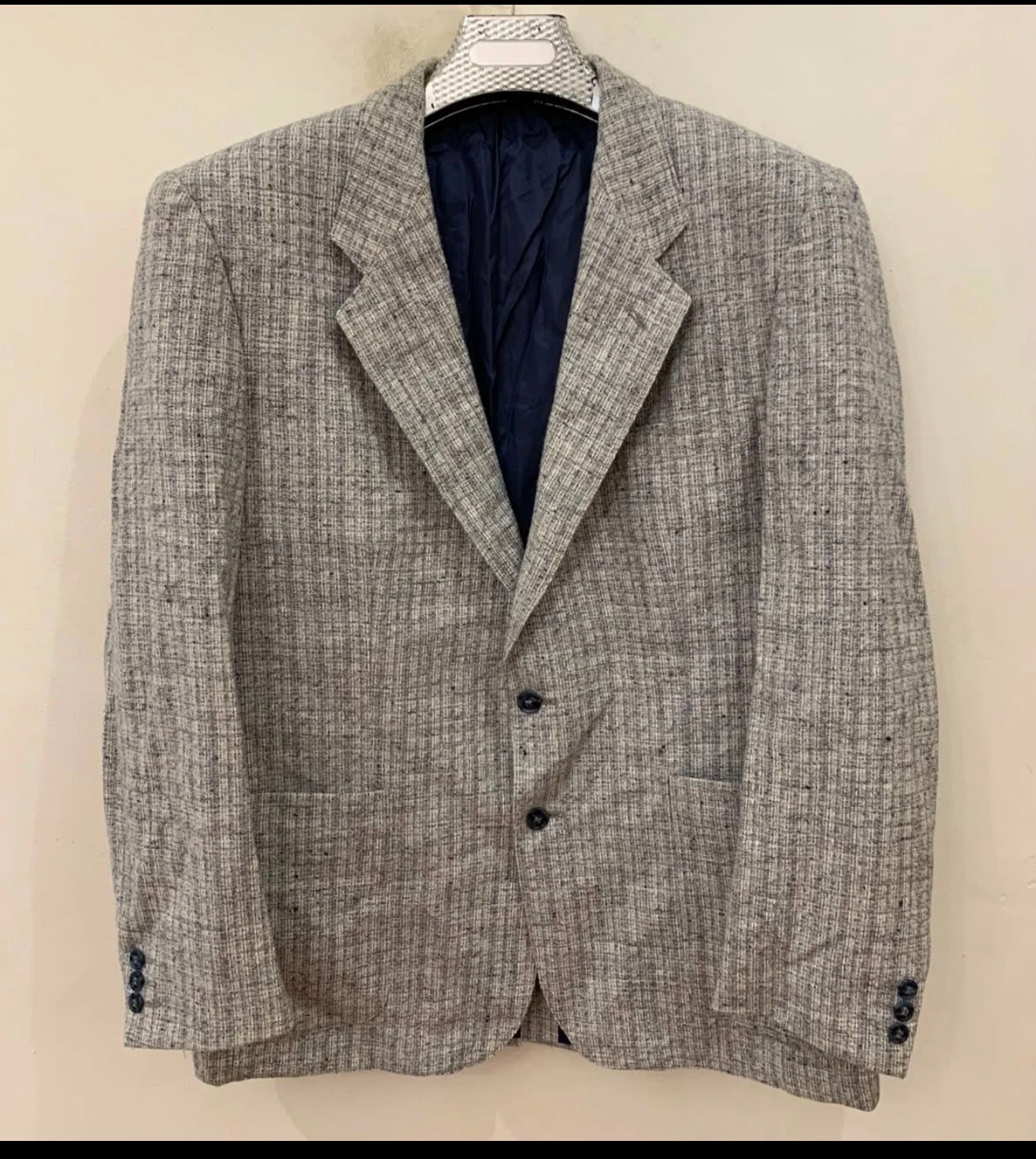 Vintage pure wool tweed camouflage gray classic hunting jacket blazer 42R