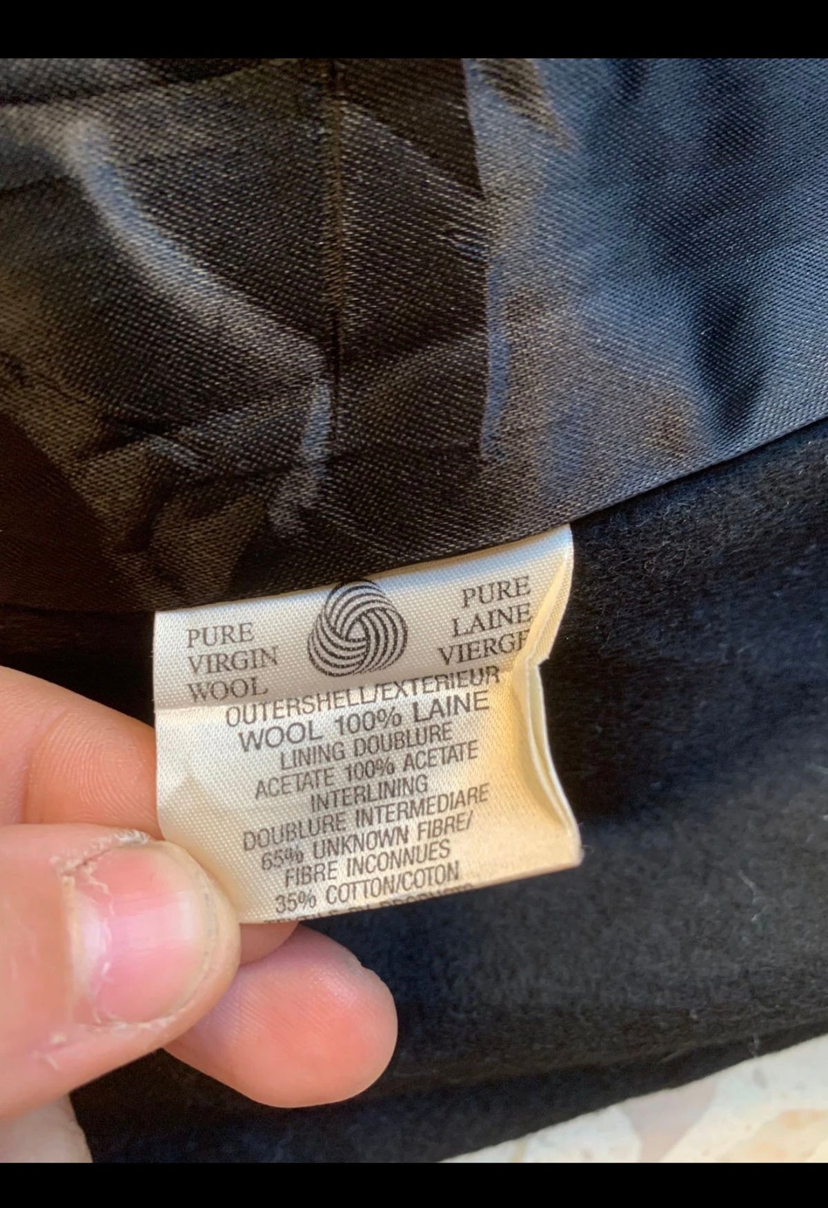 Vintage pure wool Leather trim classic belted double breasted over coat 16 XL 46