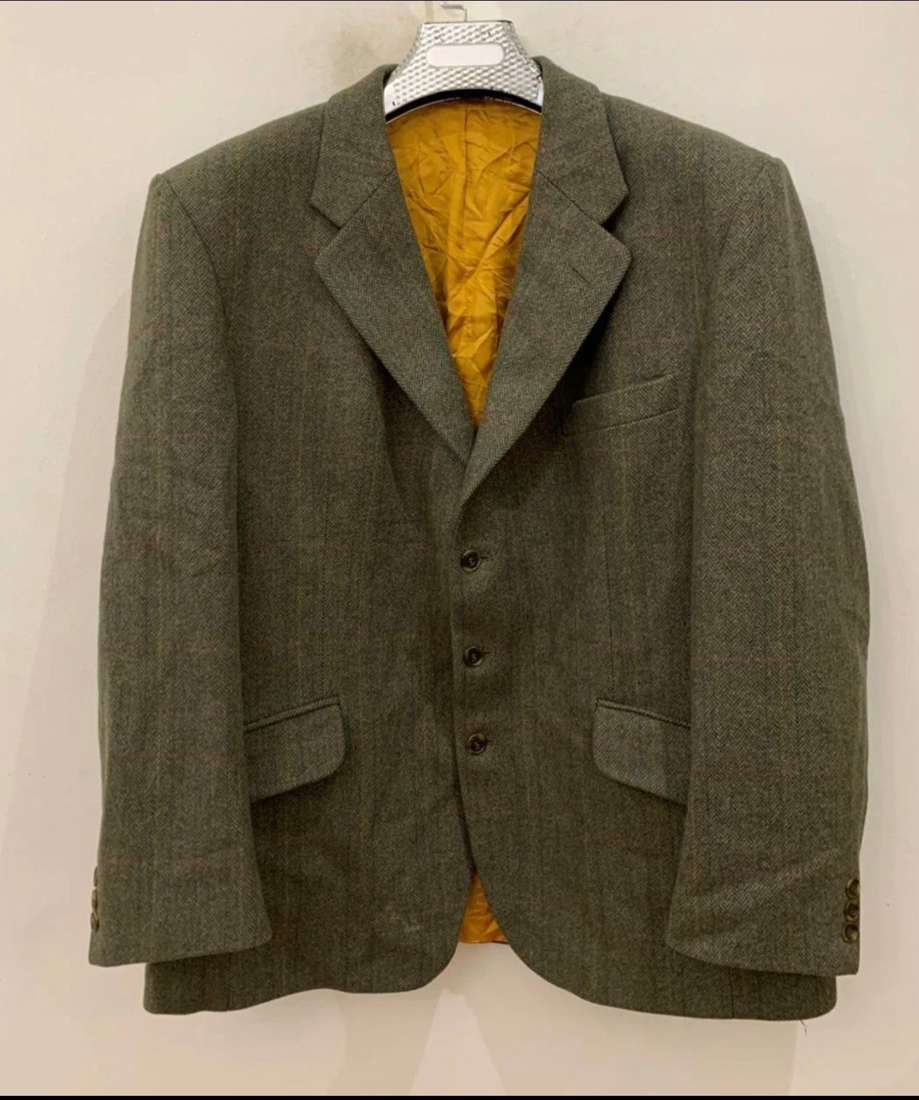 Vintage Bladen pure wool soft tweed herringbone green hunting jacket blazer 44R