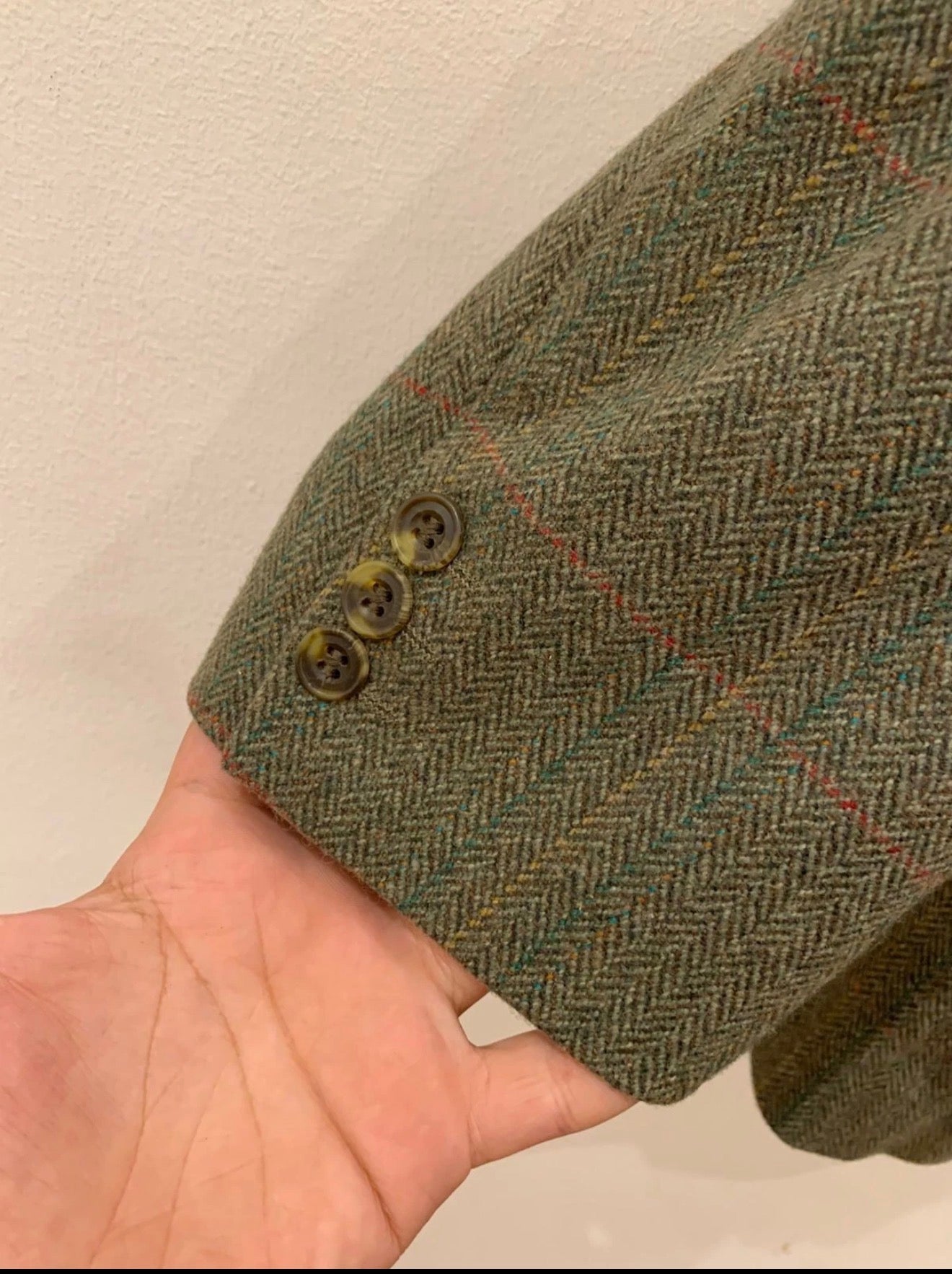 Vintage Bladen pure wool soft tweed herringbone green hunting jacket blazer 44R