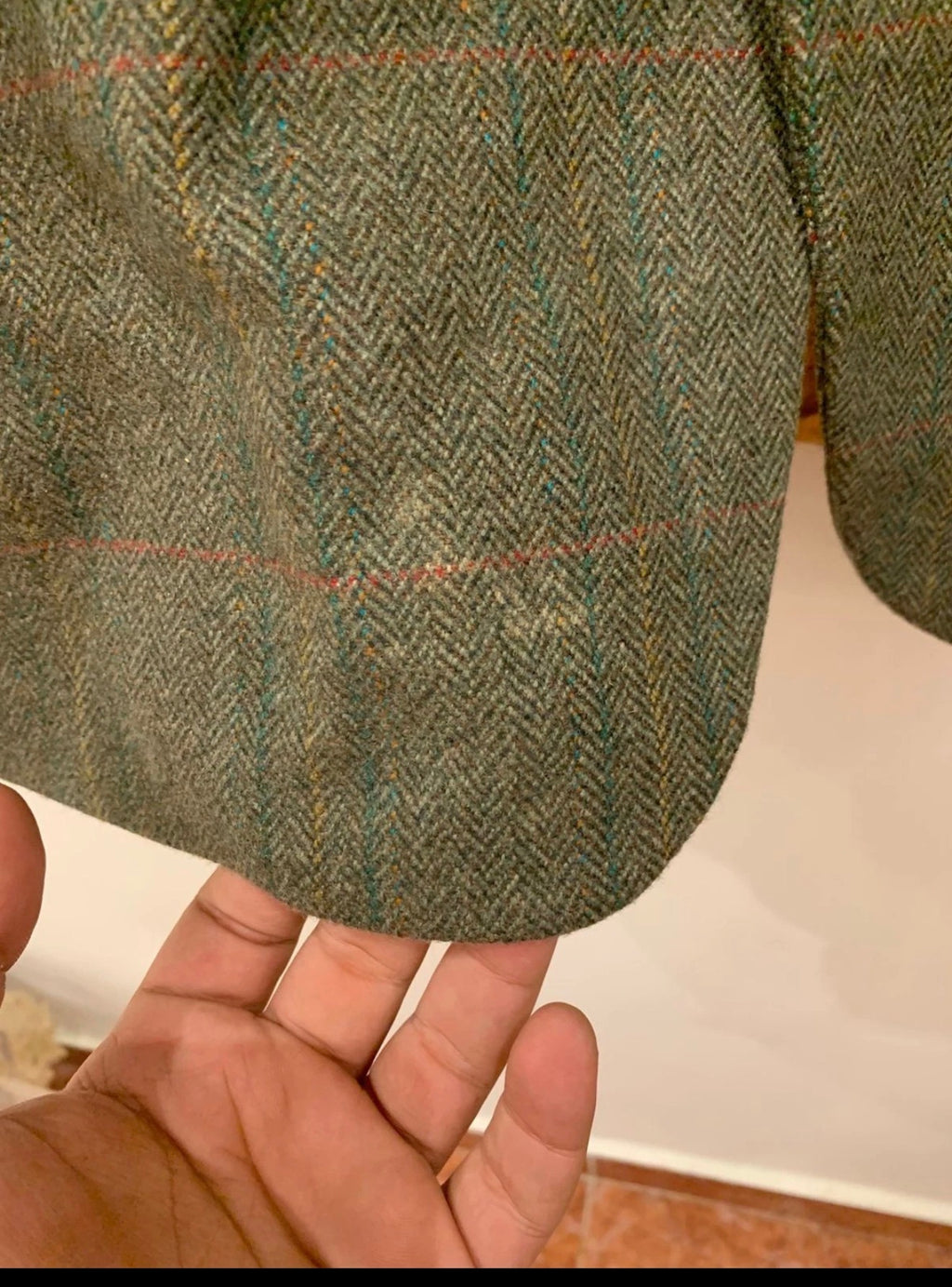 Vintage Bladen pure wool soft tweed herringbone green hunting jacket blazer 44R