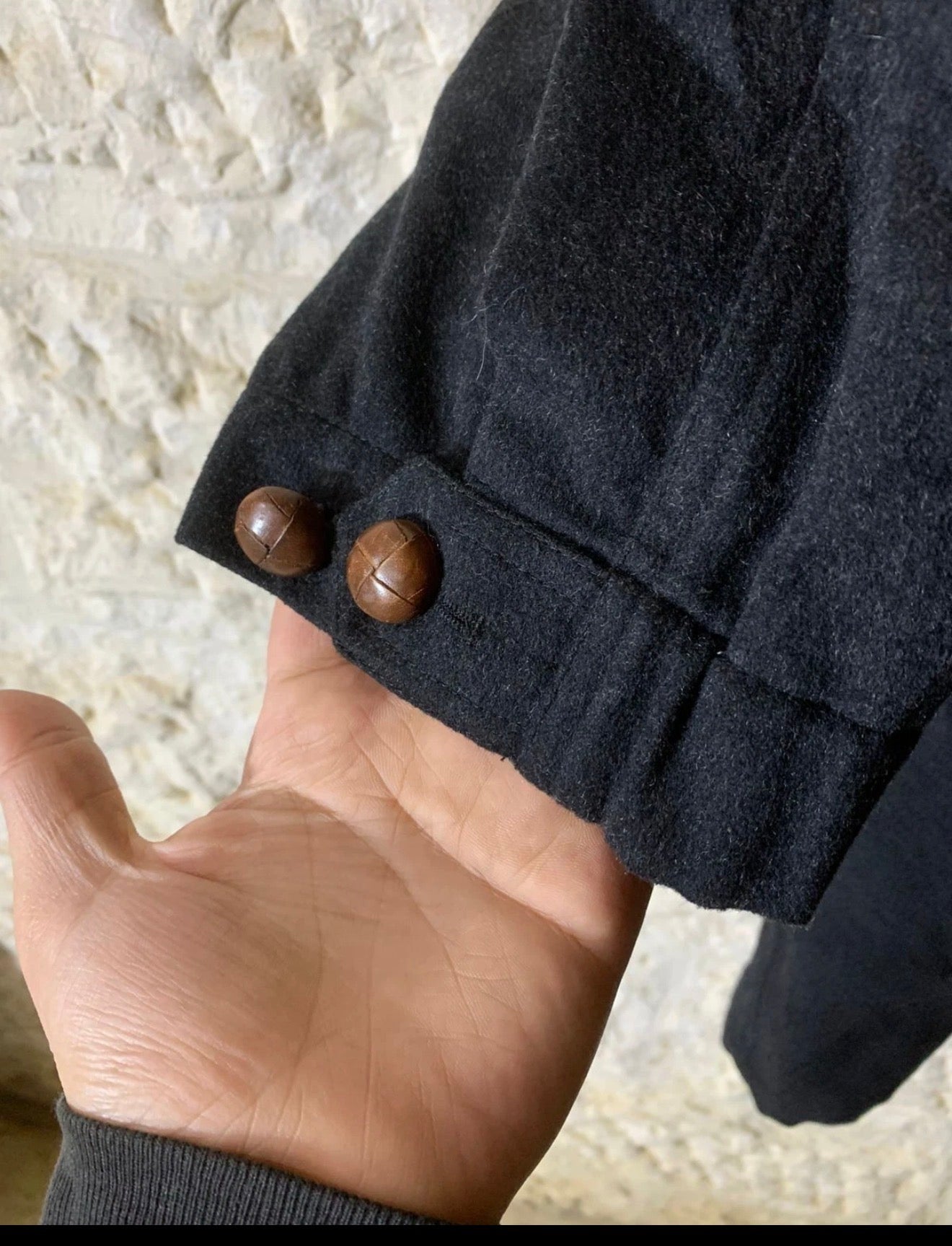 Vintage pure woollen wool charcoal classic hooded over coat 52R 52S 2XL