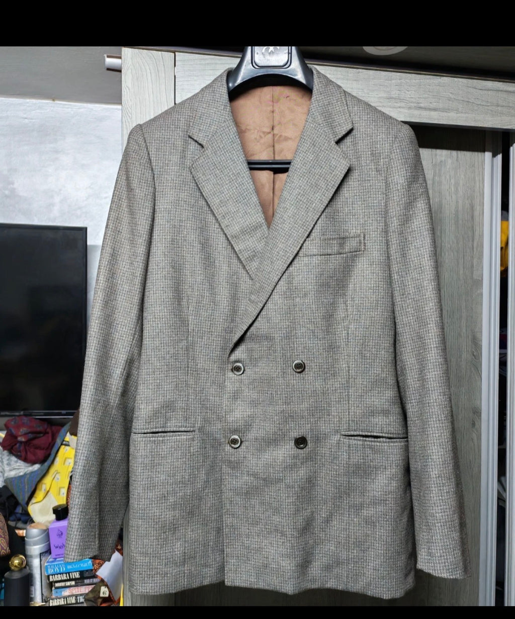 1970s Vintage all worsted wool double breasted brown jacket blazer 42L
