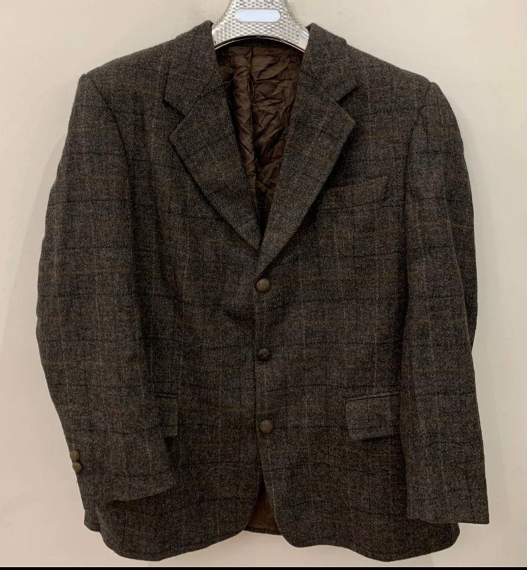 Vintage Daniel Hechter pure wool handwoven tweed gray hunting jacket blazer 42R