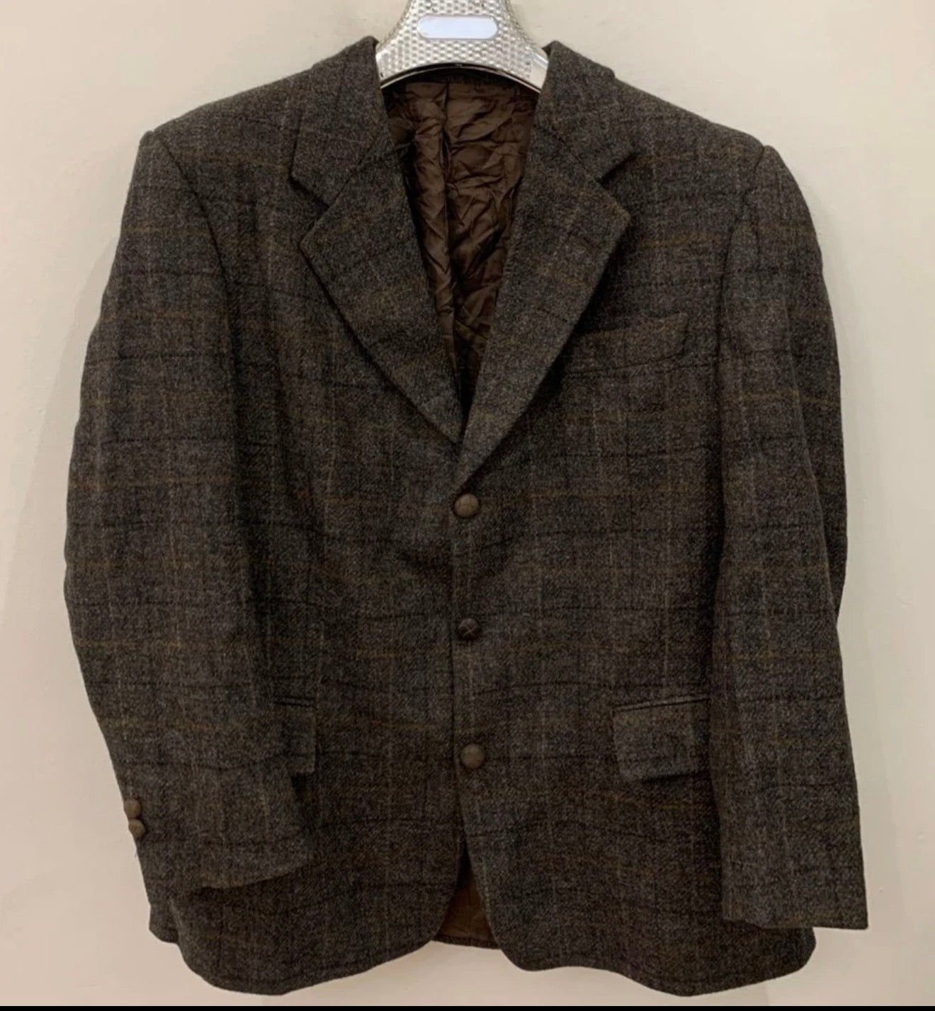 Vintage Daniel Hechter pure wool handwoven tweed gray hunting jacket blazer 42R