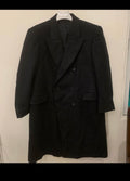 Vintage Nino Cerruti pure wool double Breasted gangster Black overcoat 46R XL