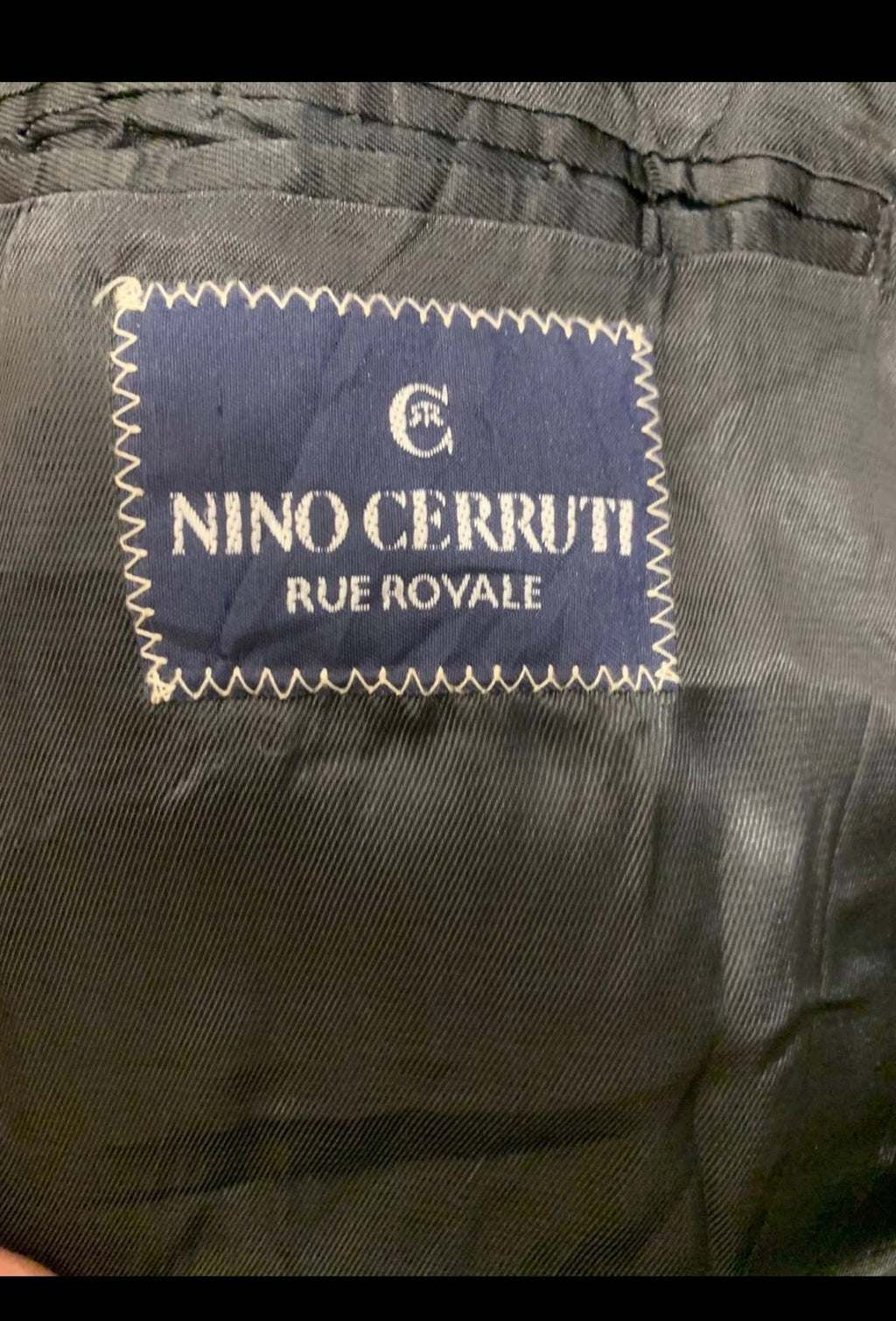Vintage Nino Cerruti pure wool double Breasted gangster Black overcoat 46R XL