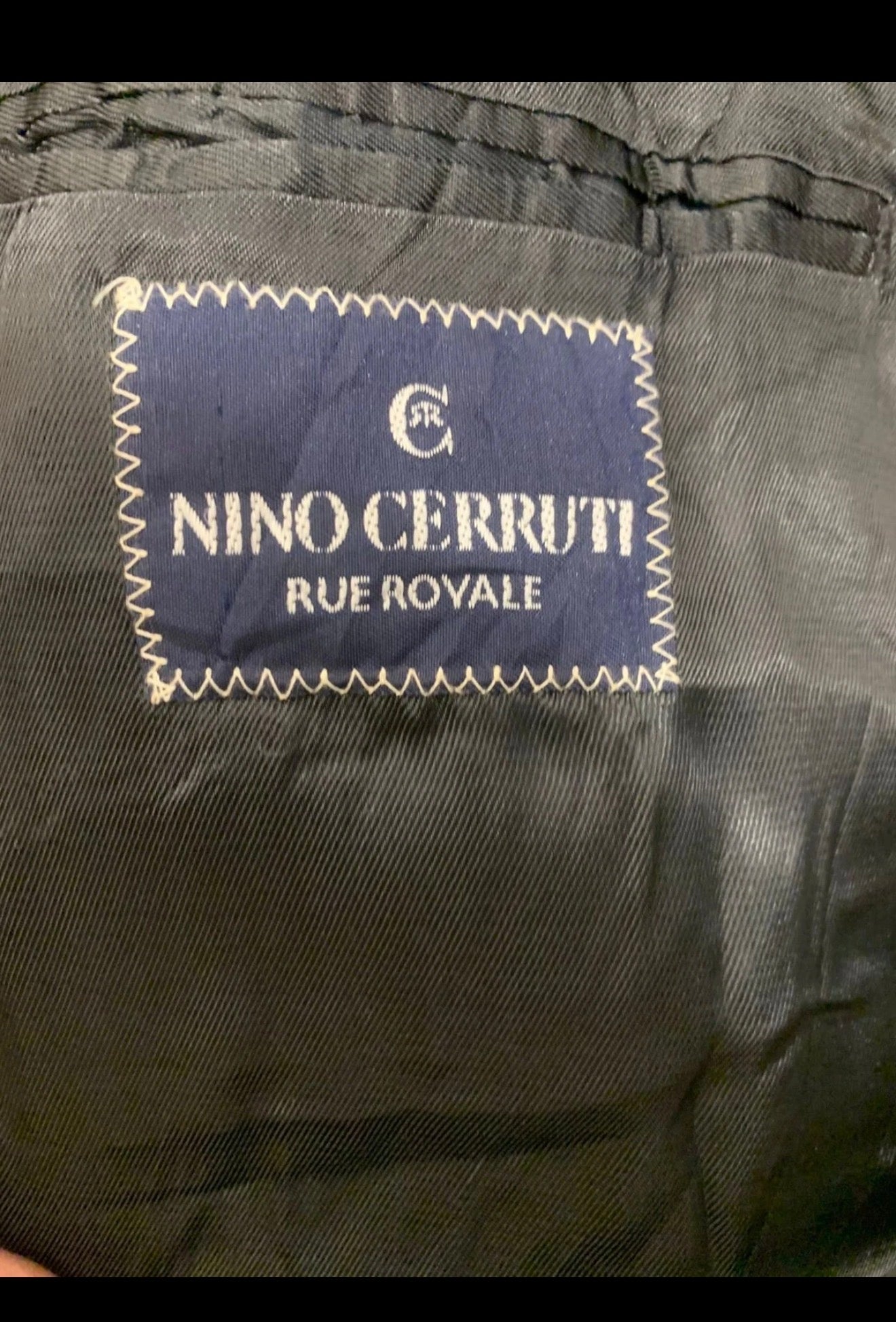 Vintage Nino Cerruti pure wool double Breasted gangster Black overcoat 46R XL