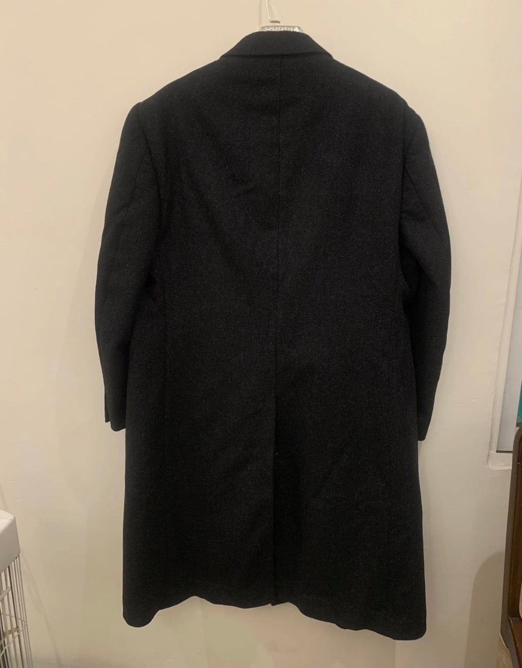 Vintage Nino Cerruti pure wool double Breasted gangster Black overcoat 46R XL