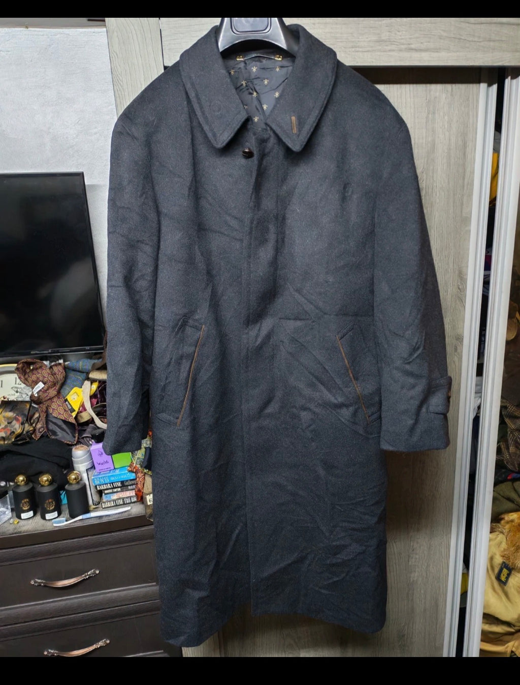Vintage Westbury wool cashmere blend charcoal classic Loden over coat 46R 46S XL
